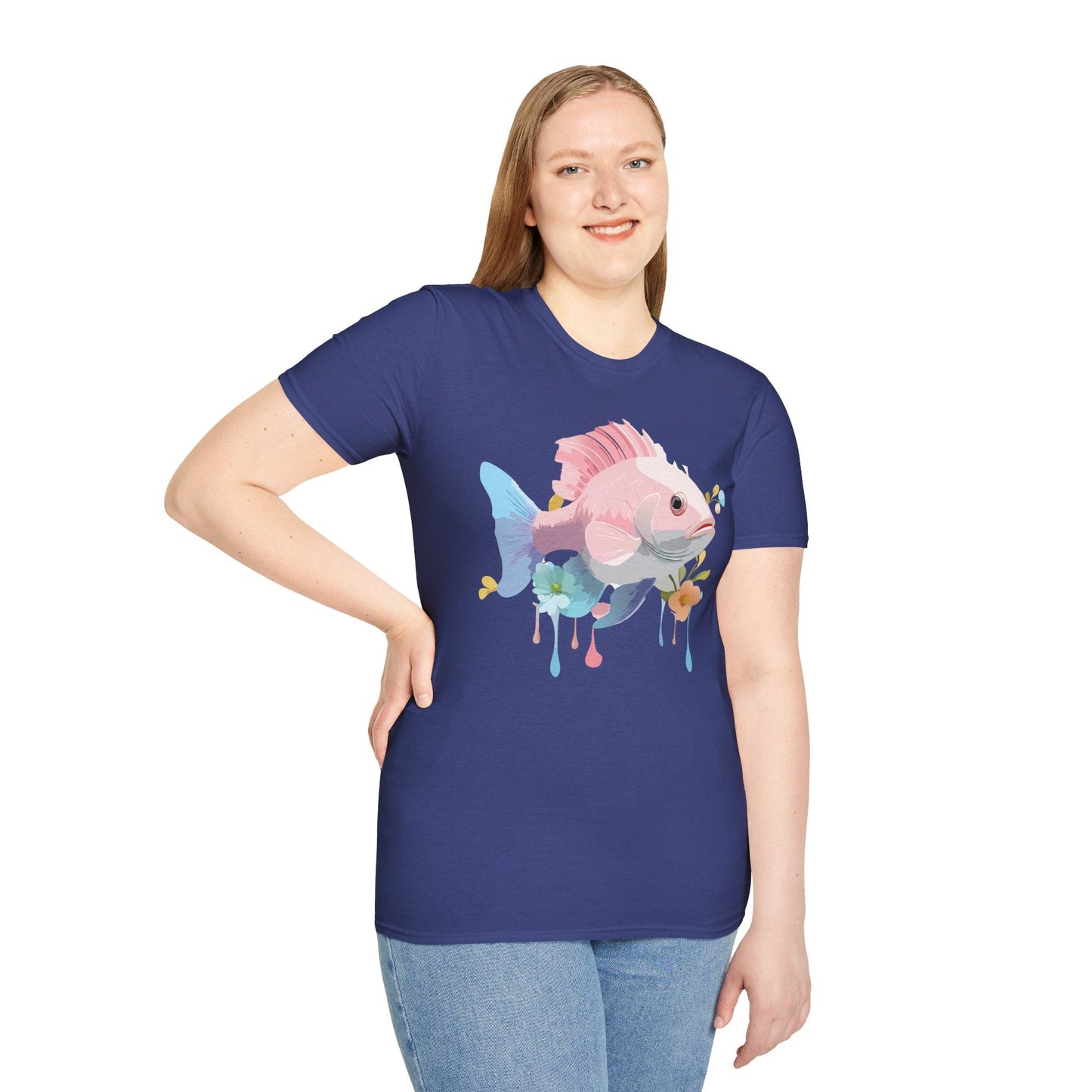 Fish Art Design Shirt Unisex Graphic Tee With Fish Illustration Gildan Softstyle 64000
