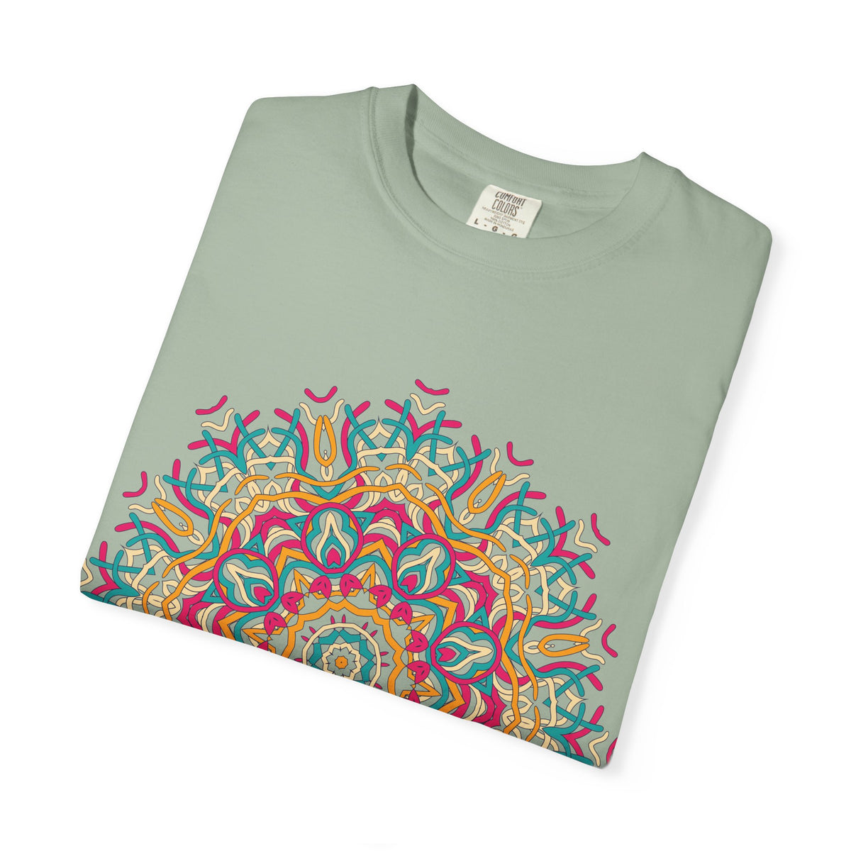 Unisex Garment Dyed Cotton T-Shirt with Mandala Graphic Design