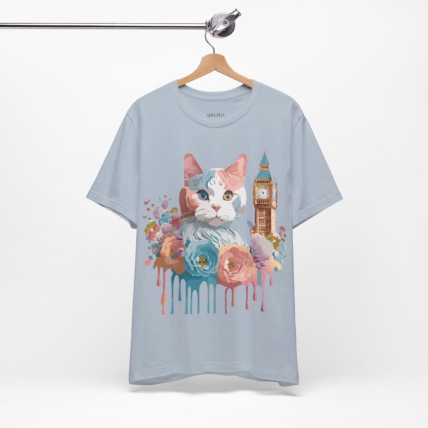 Unisex Cat Graphic Tee With Short Sleeve Vintage Inspired Art Adelpha