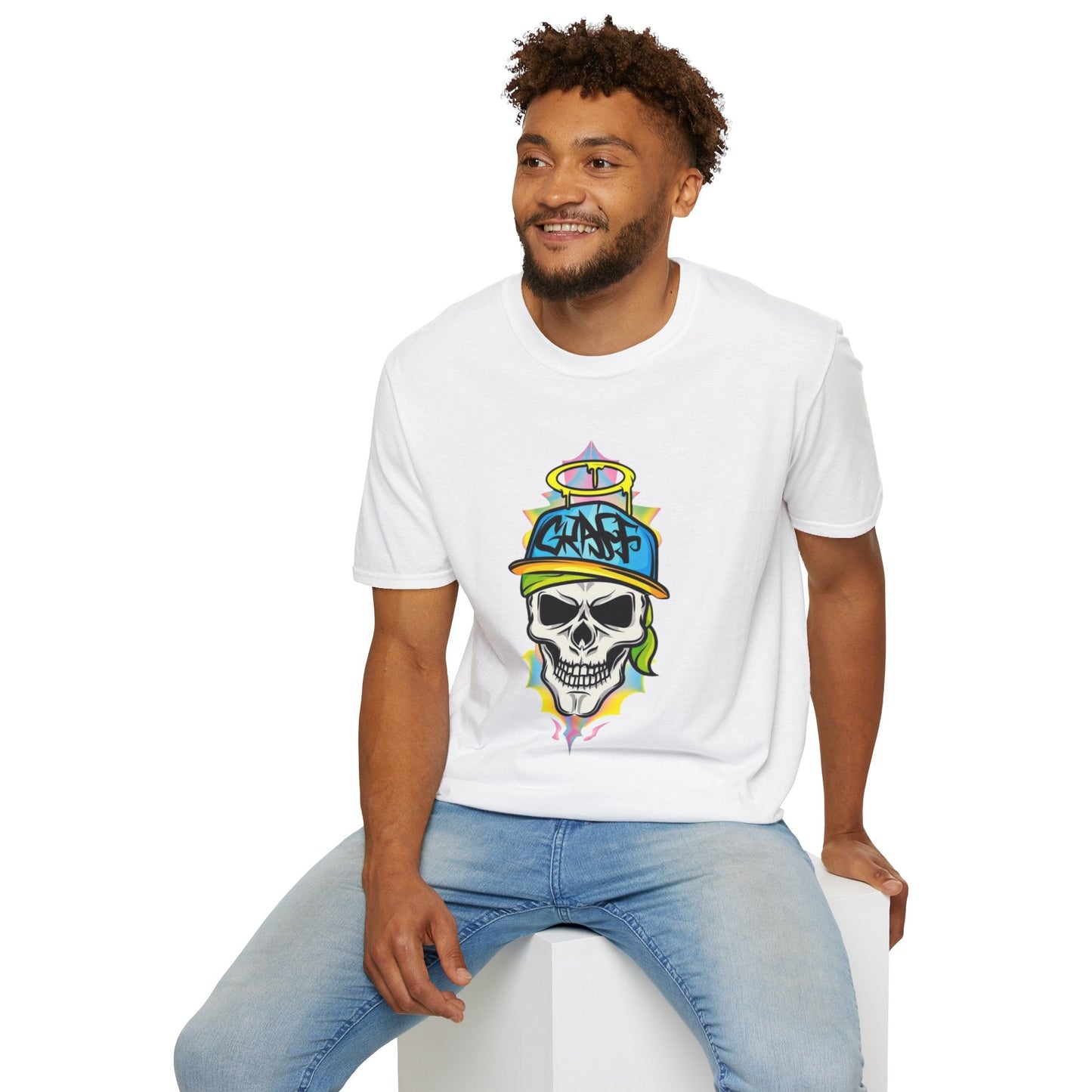Unisex Skull Graphic Tee Shirt With Skeleton Design Softstyle 64000 100 Percent Ring Spun Cotton