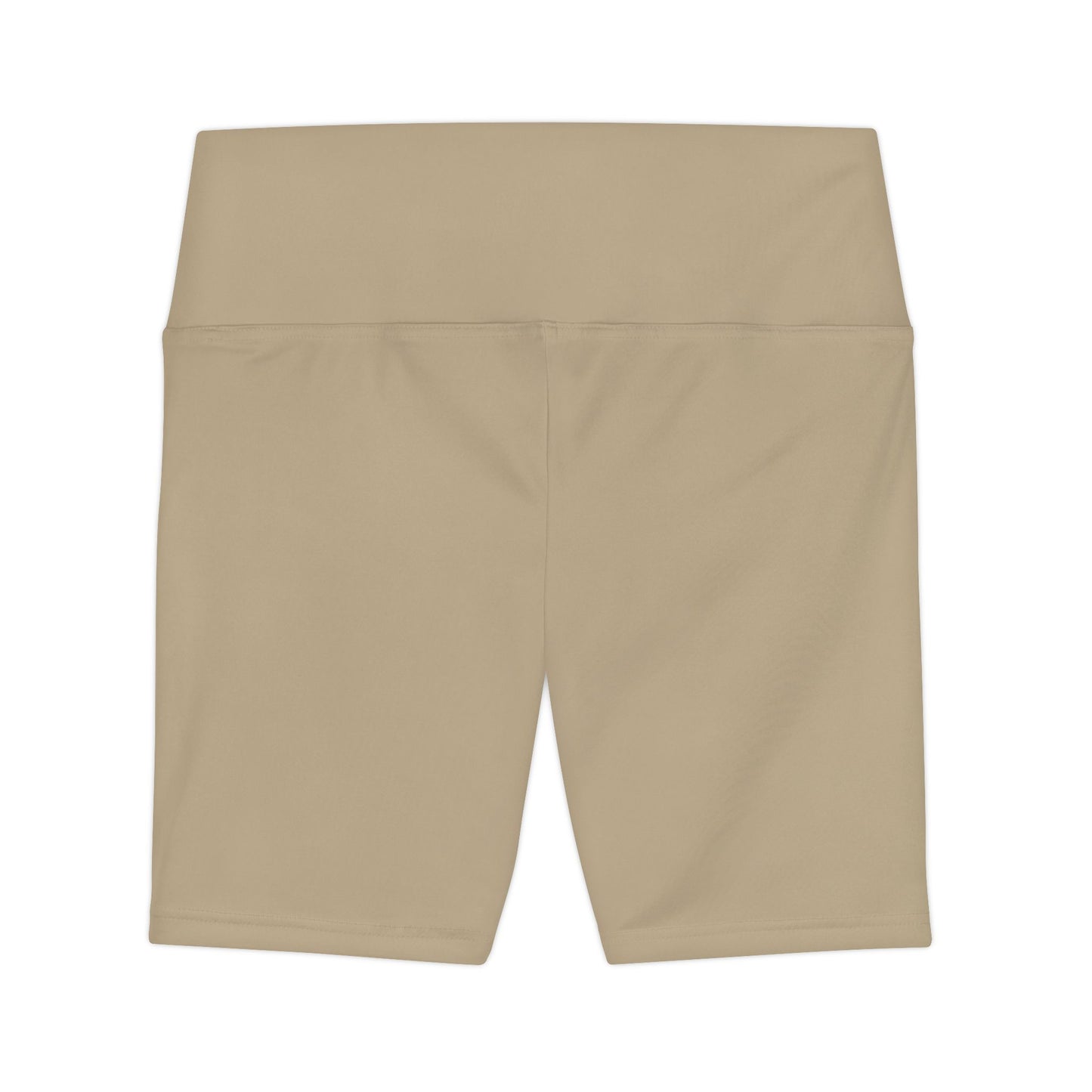 Khaki Beige High-Waist Women's Workout Shorts – Biker Fitness Shorts for Yoga & Running