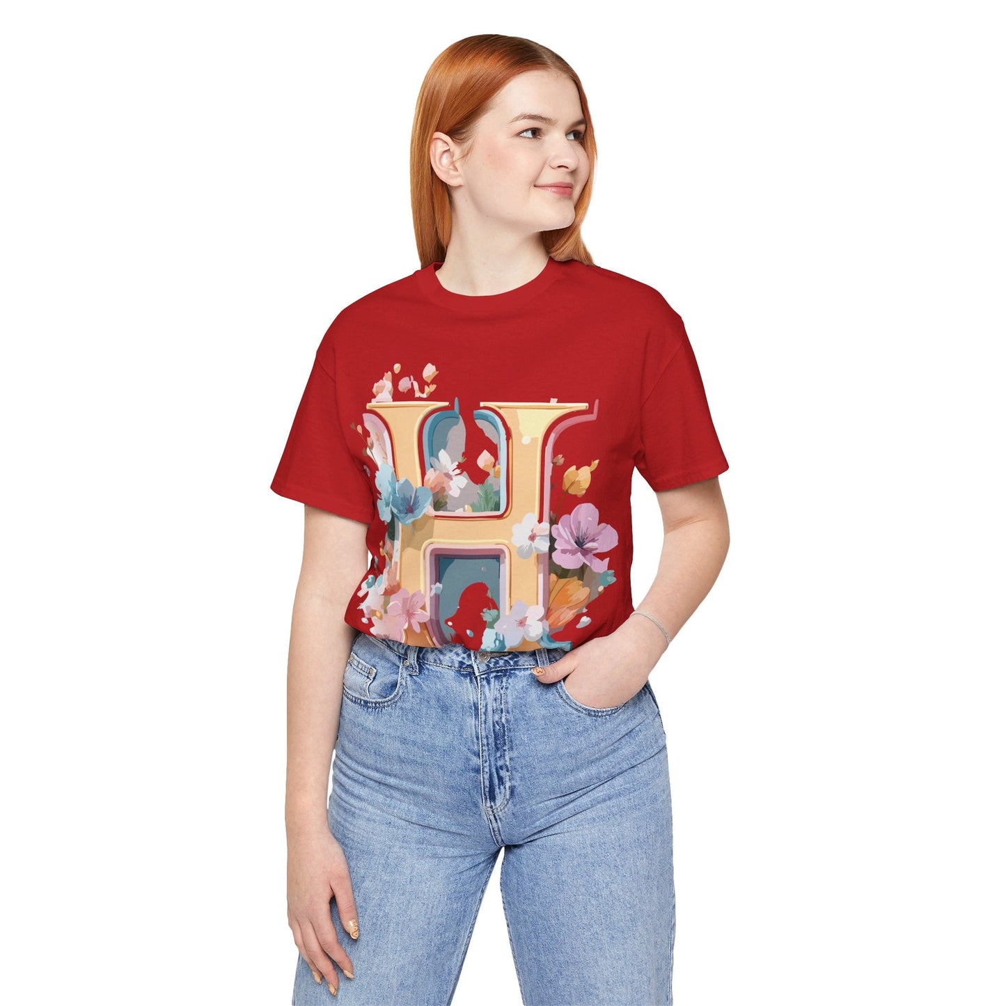 Letter H Graphic Tee Unisex Short Sleeve Shirt By Adelpha Featuring Vintage Inspired Artwork
