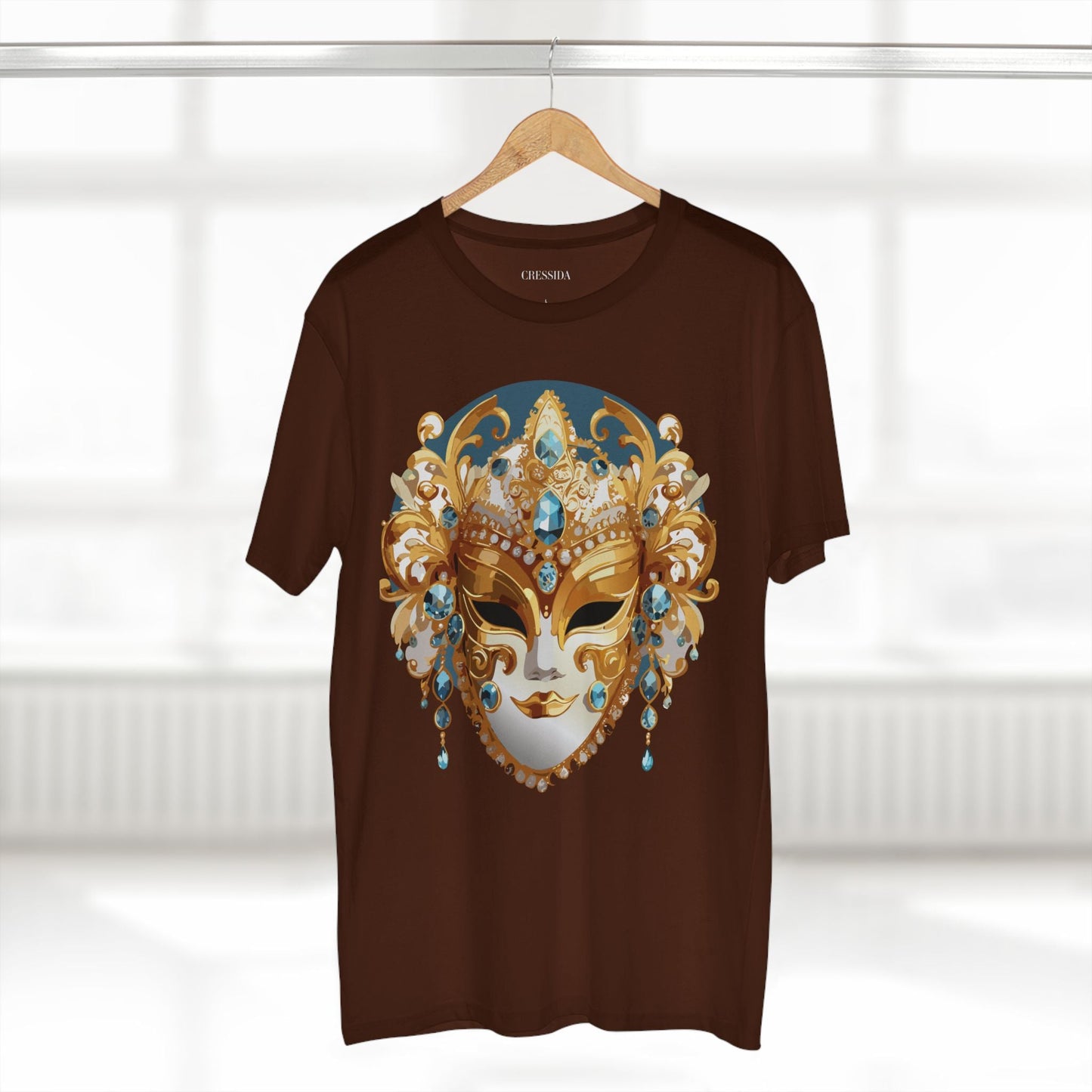 Carnival Mask Graphic T-Shirt Unisex 100 Cotton With Antique Gold Art Design Tee 12
