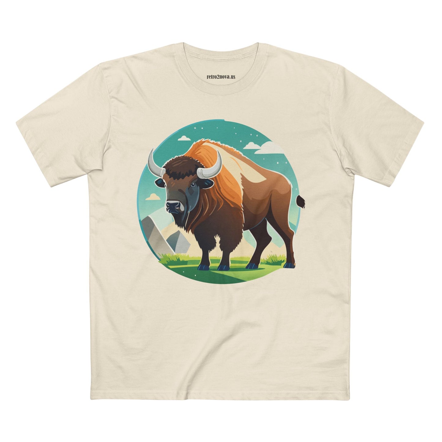 Bison Shirt Unisex Premium Cotton Tee With Original Art Design From Retro2Nova Animals Collection Exclusive Art Series