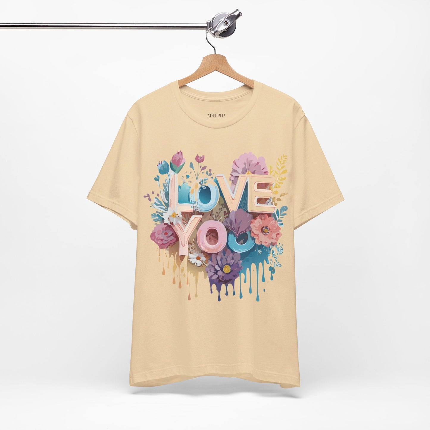 Valentine Day Graphic Unisex 100 Cotton Vintage Artwork with Love and Flower Design Tee 37