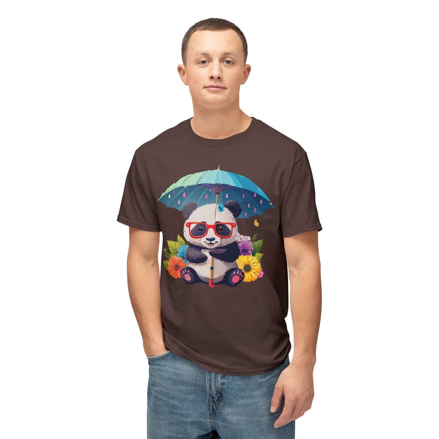 Panda Art T Shirt Unisex HD Cotton Tee With Floral Print Panda Design USA Printed Now
