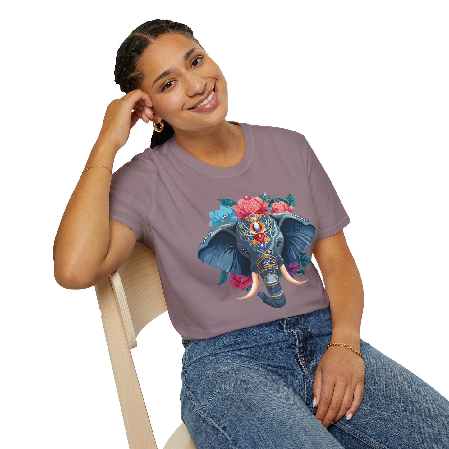 Elephant T Shirt Unisex Softstyle Tee Gildan 64000 100 Percent Ring Spun Cotton Fabric
