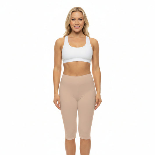 Desert Sand Color Women's Brushed Suede Poly Span Casual Capri Leggings XS-2XL