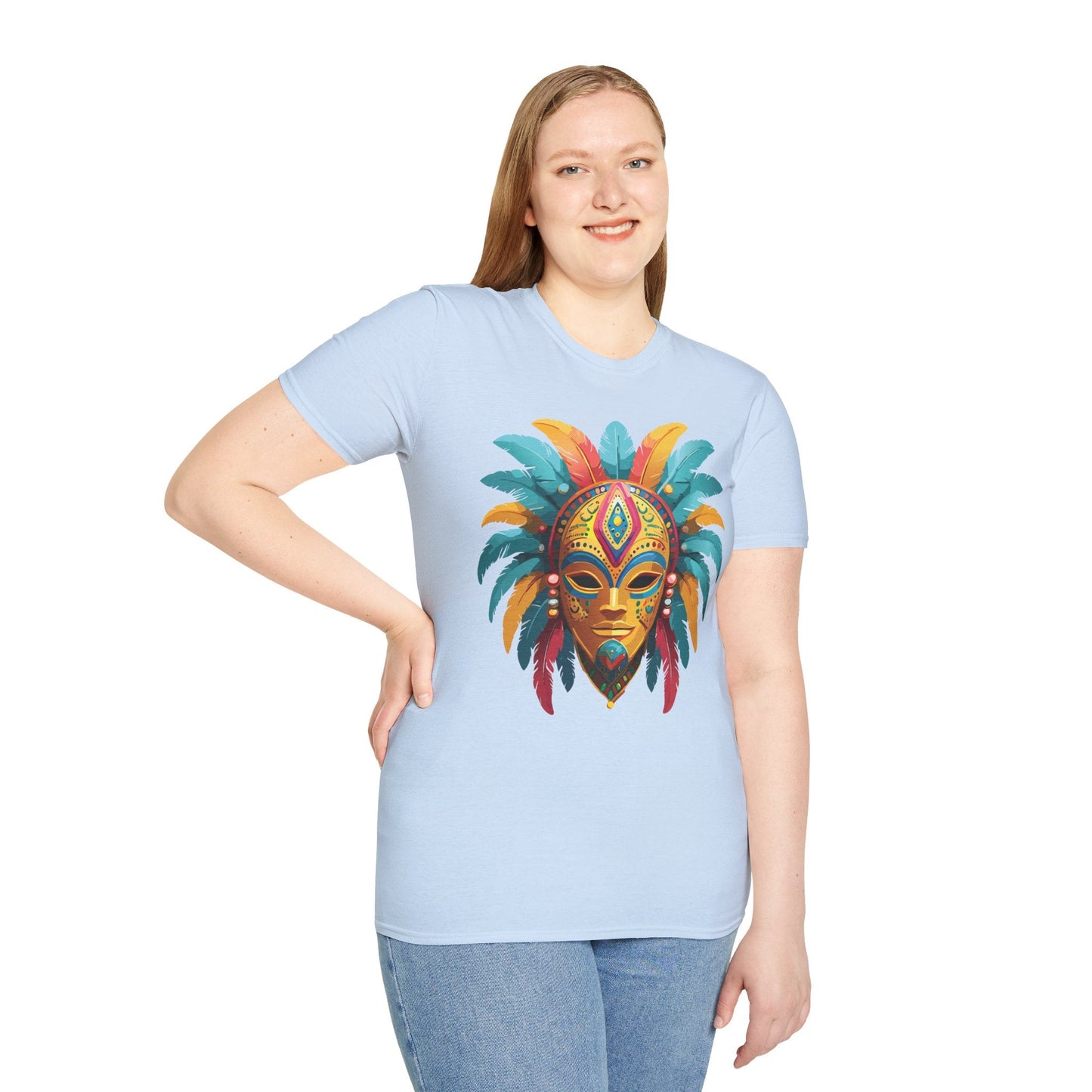 Unisex Mask Tee Shirt Masquerade Design Softstyle Gildan 64000 Comfortable Cotton Tee