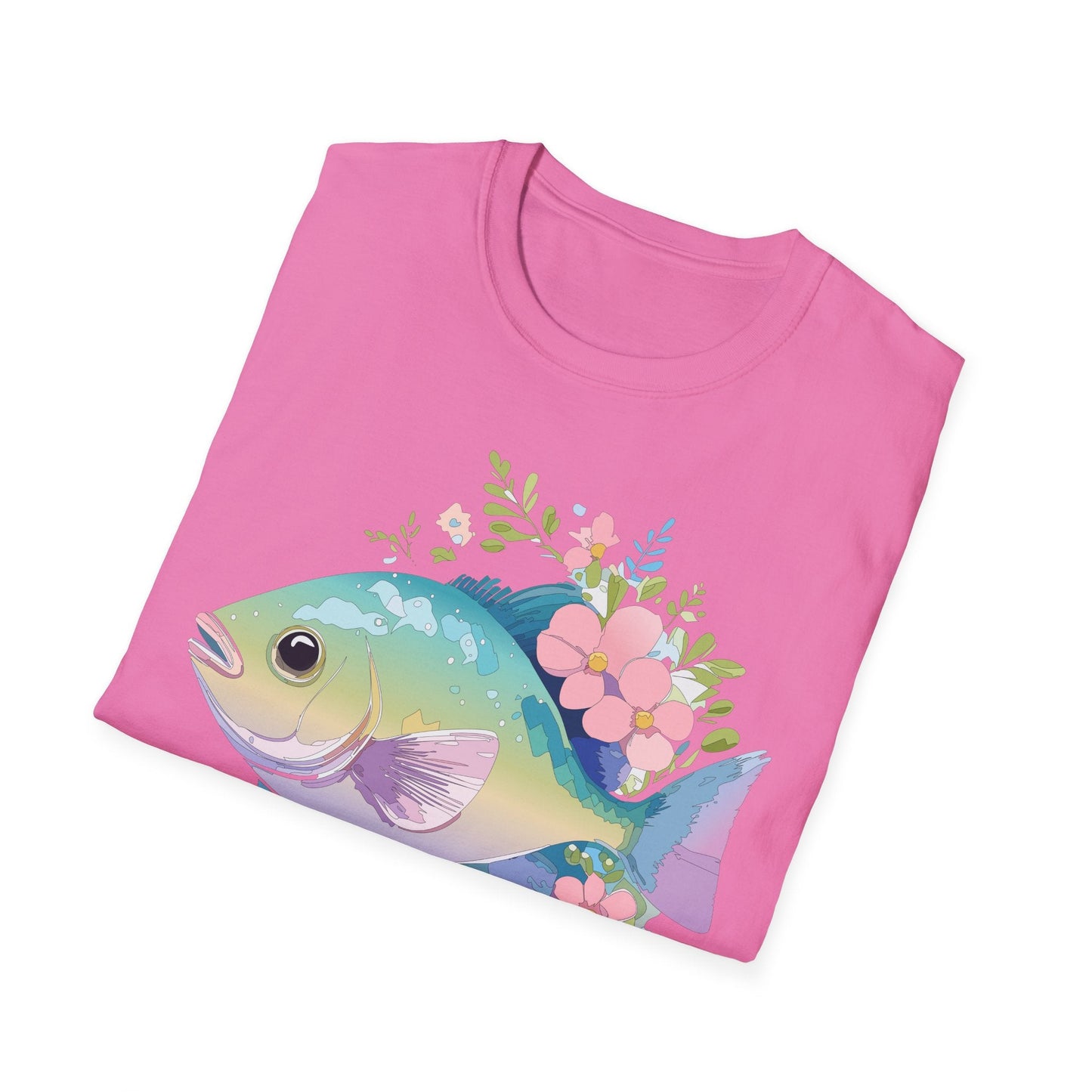 Fish Art Graphic Tee Unisex Gildan Softstyle 64000 100 Percent Ring Spun Cotton Comfortable Tee