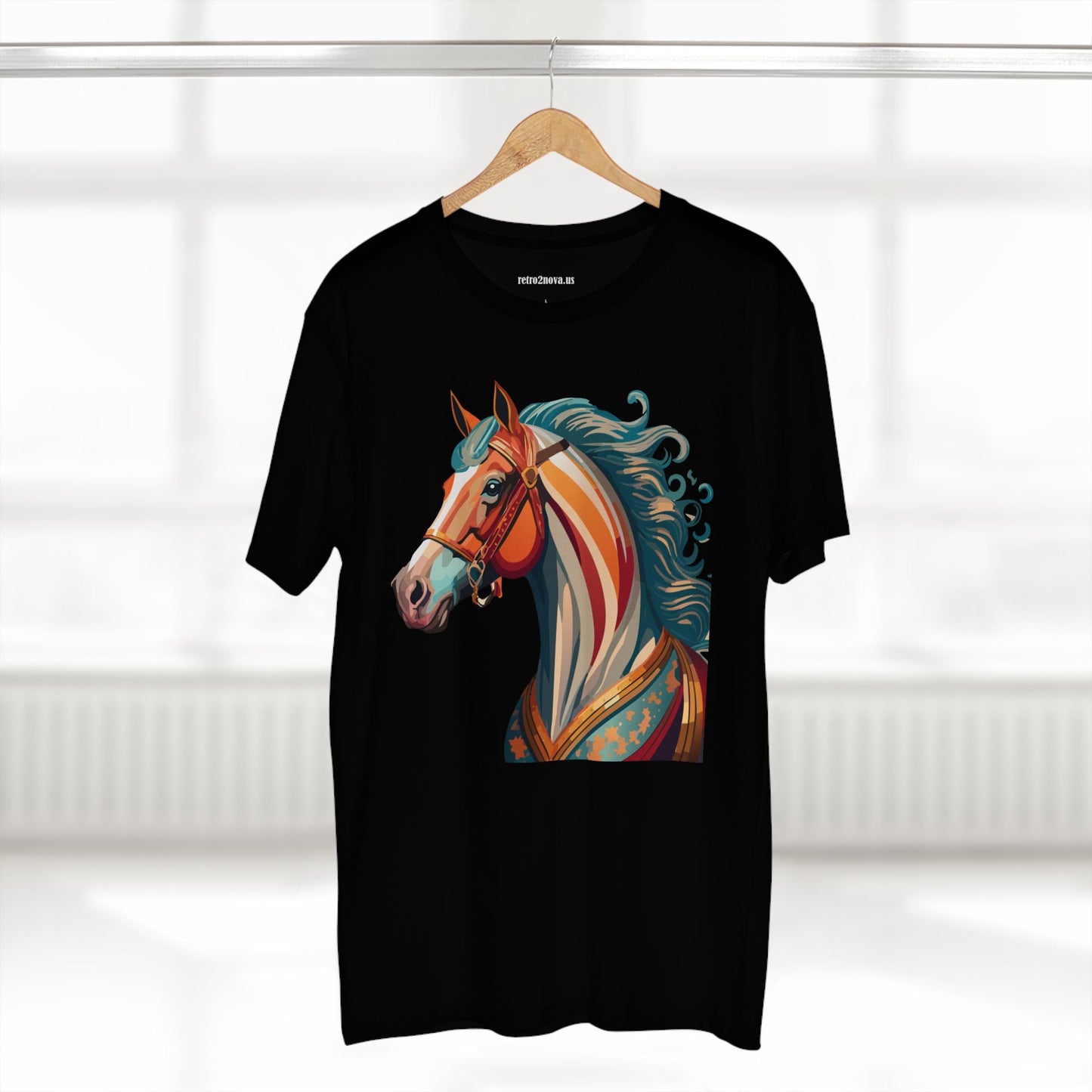 Horse Animal Shirt Unisex Premium Cotton Tee With Original Art Design From Retro2Nova Soft Breathable Art Collection