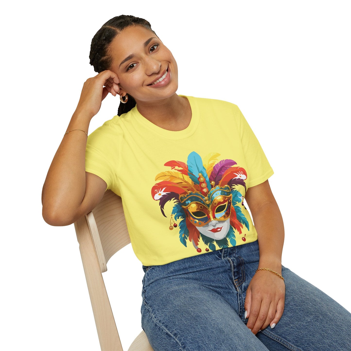 Mask Tee Shirt Unisex Masquerade Art Design Gildan Softstyle 64000 Short Sleeve Tee