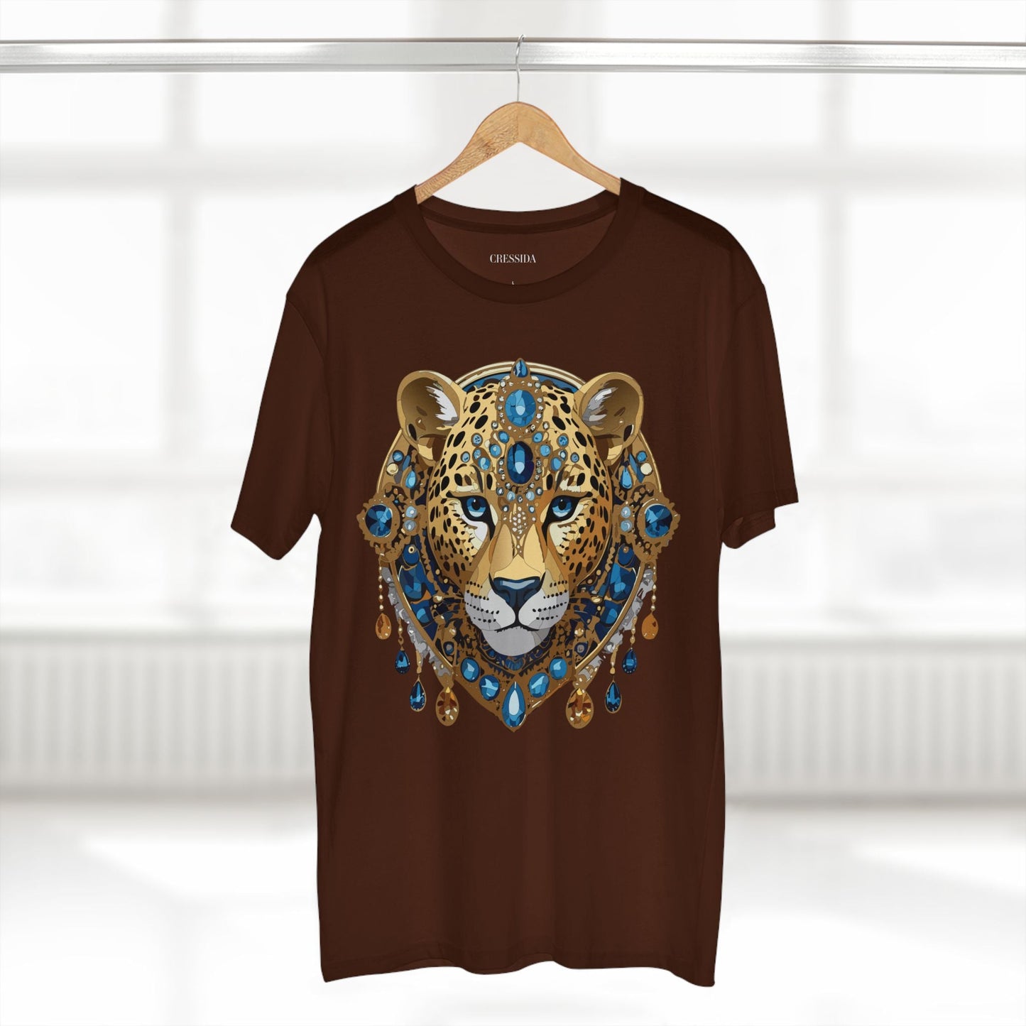 Cheetah Graphic Unisex 100 Cotton Tee With Unique Animal Golden Medallion Art Design 47