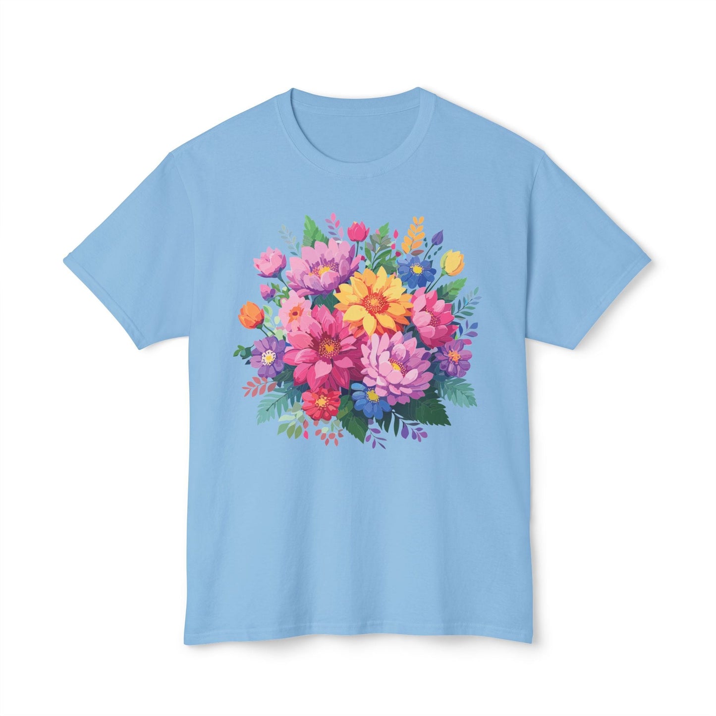 Unisex Floral T Shirt With Full Color Art Print Made In USA 100 Percent Cotton Breathable