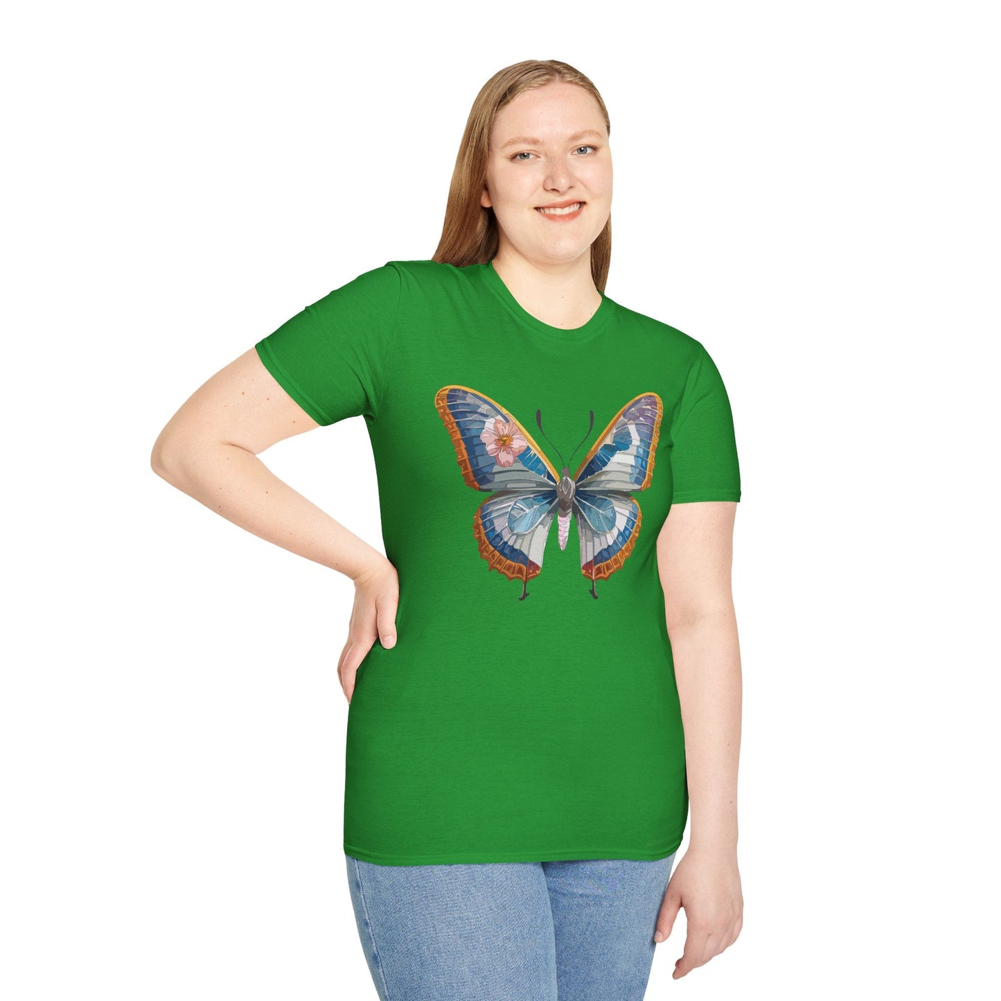 Unisex Butterfly Shirt Softstyle Tee 100 Percent Ring Spun Cotton Monarch Print Tee