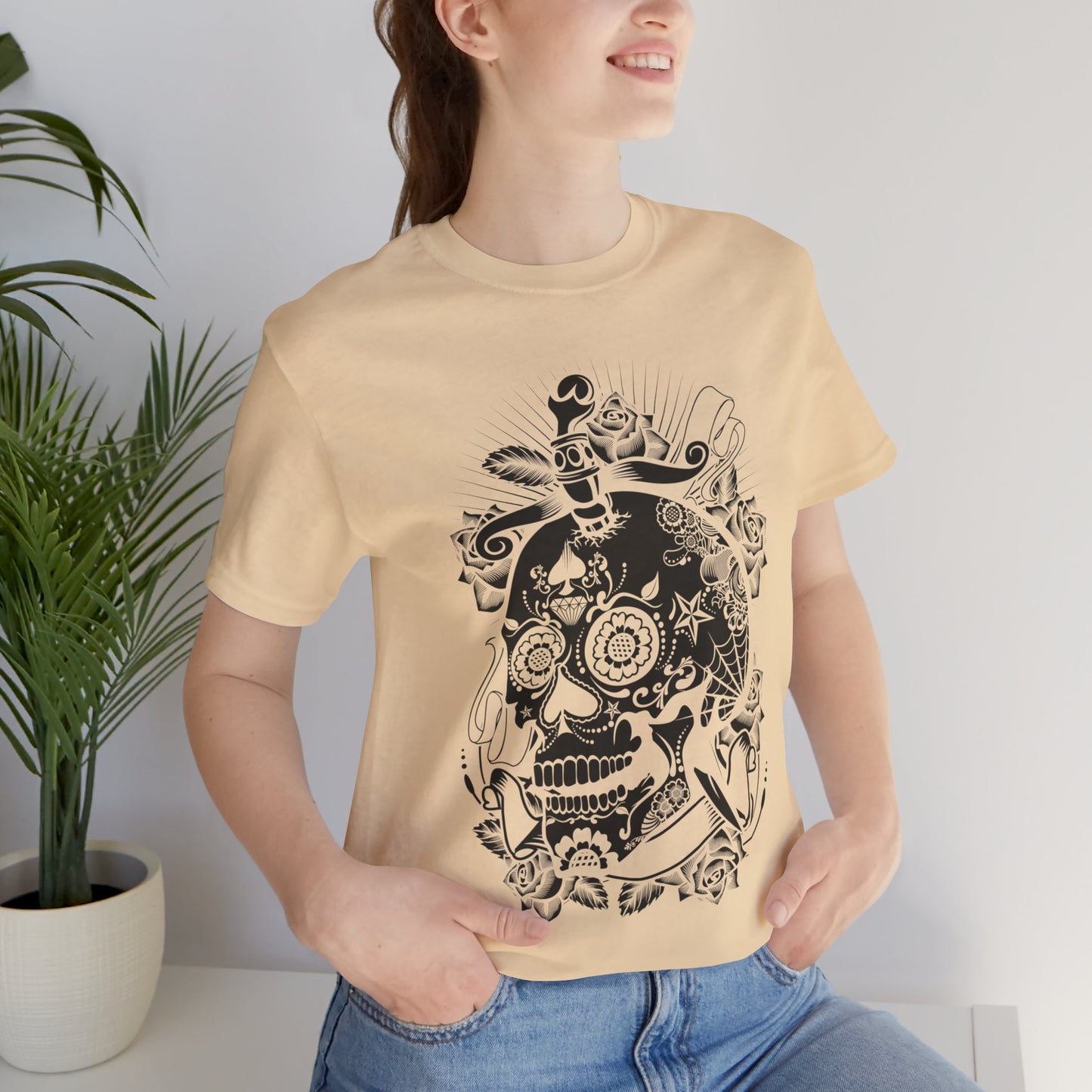 Unisex Cotton Tee Shirt with Skull