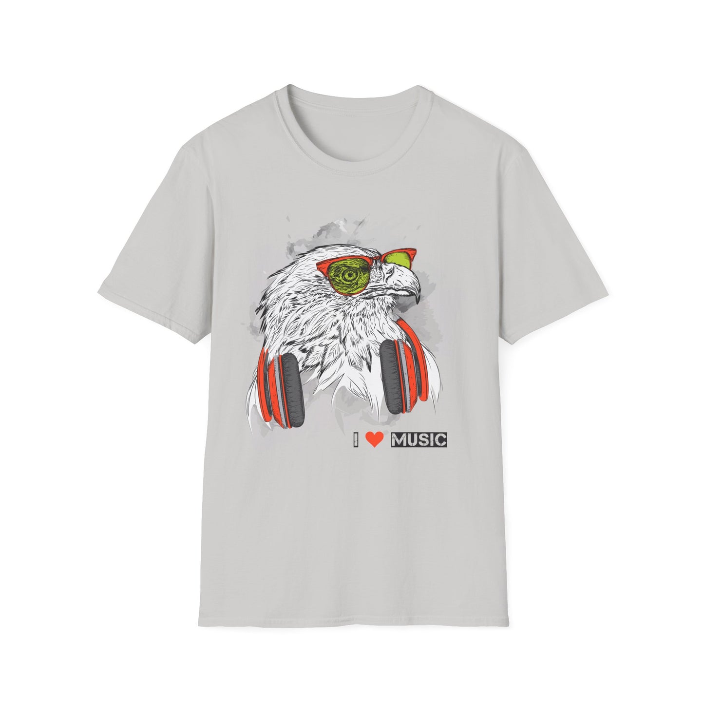 Eagle with Headphones T-Shirt Unisex Cotton Short Sleeves I Music Graphic Tee