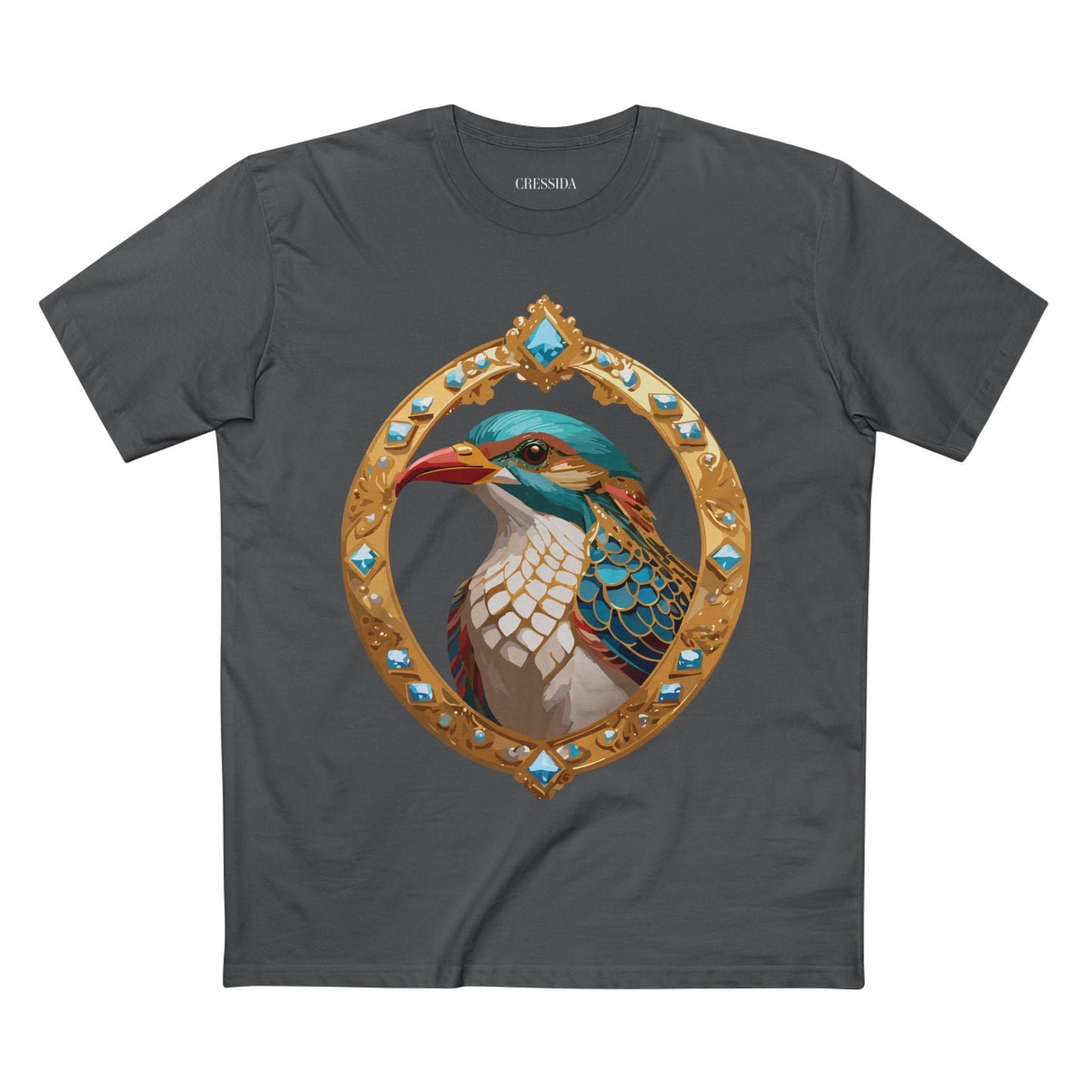Bird Graphic Unisex 100 Cotton Tee With Unique Animal Golden Medallion Art Design 22