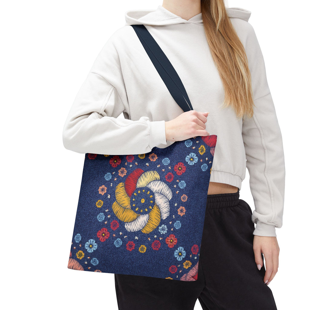 Denim Fabric Imitation Print Unisex Canvas Bag Poly Spun 3 Sizes Tote Bag 153
