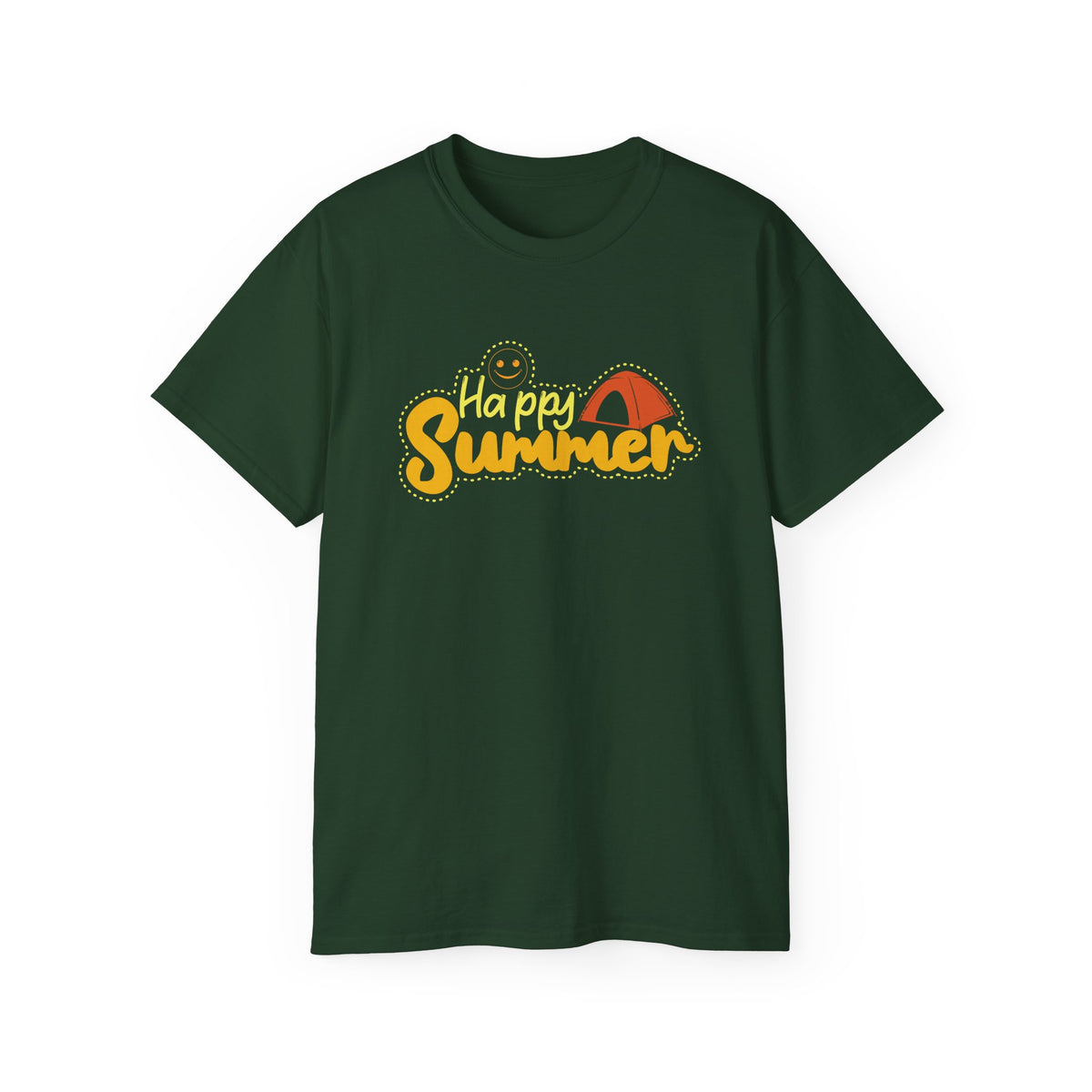 Happy Summer Sunshine Graphic Tee | Beach Tent, Sunglasses, Retro Script