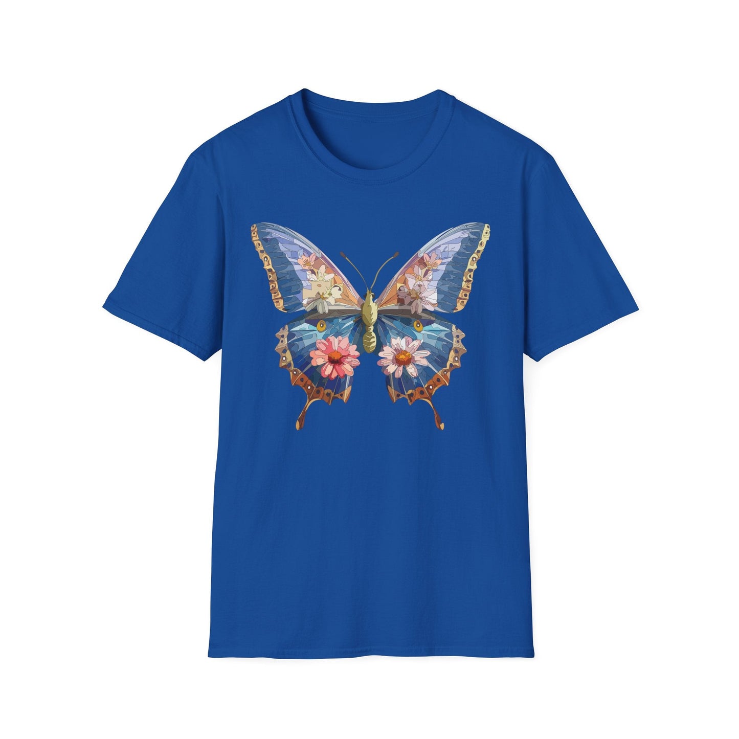 Butterfly T Shirt Unisex Softstyle 64000 Gildan Monarch Design 100 Percent Ring Spun Cotton Tee