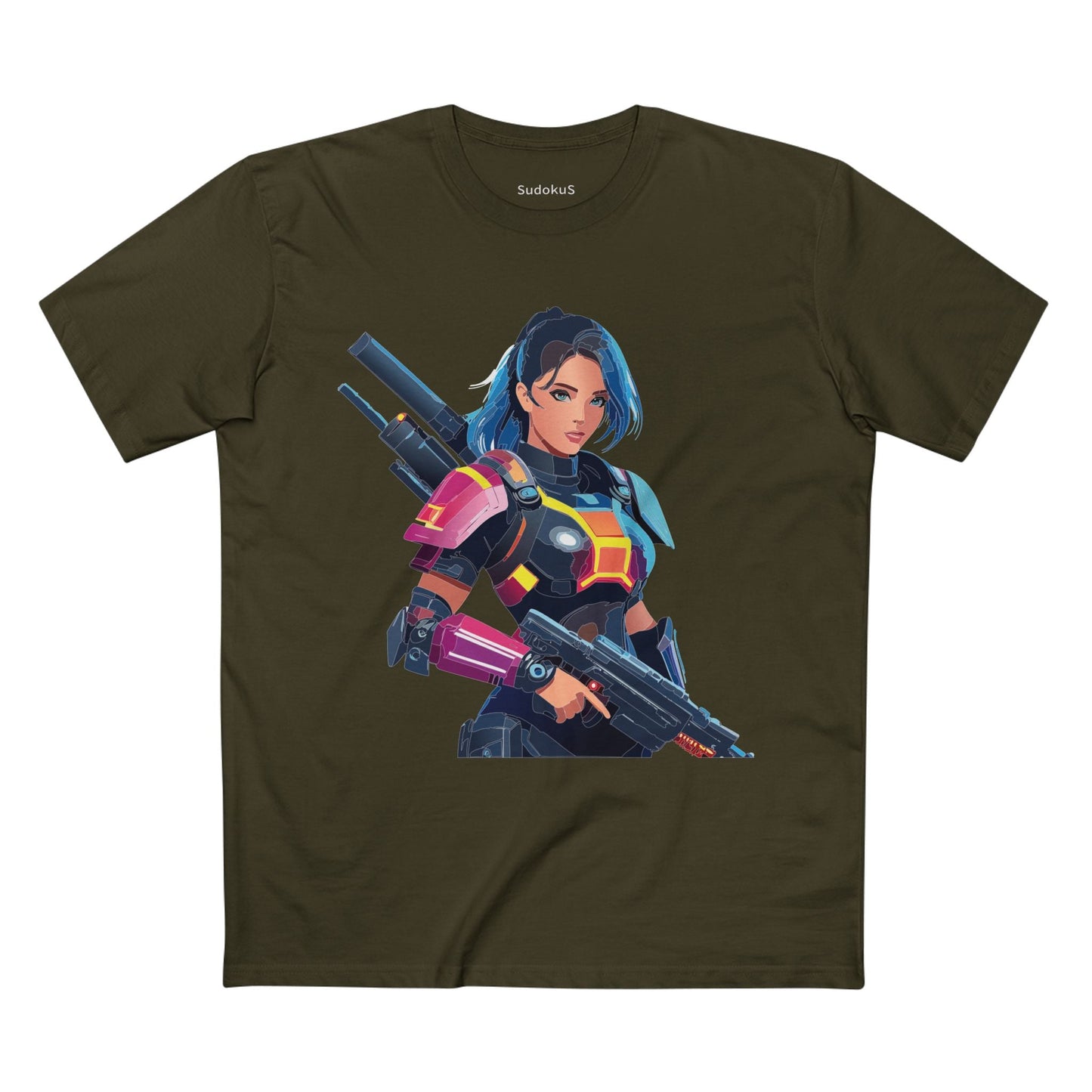 Army-woman Graphic Unisex 100 Cotton Staple Tee 21