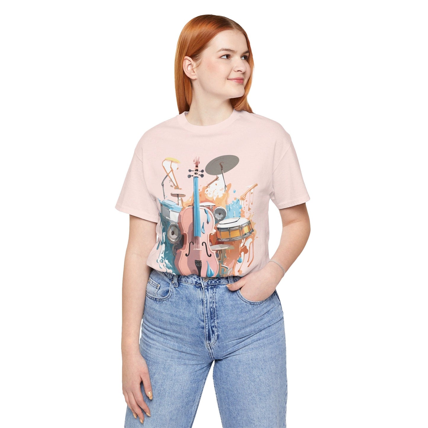 Music Graphic Unisex 100 Cotton Vintage Art with Musical Elements Tee 74