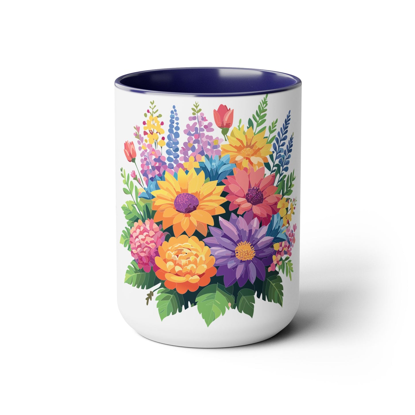 Two-Tone Coffee Mug with flowers