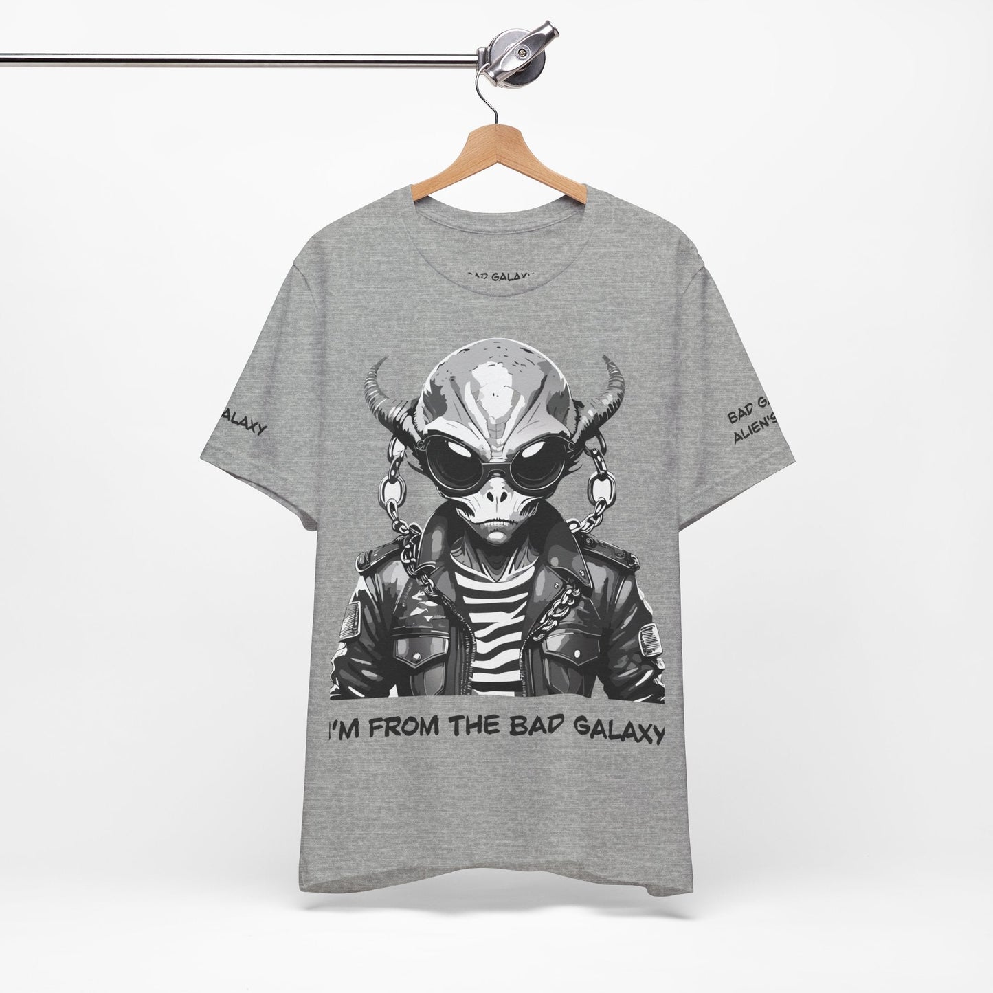 Tee Shirt With Alien From Bad Galaxy One Hundred Percent Cotton Lightweight USA Made With Eco Inks