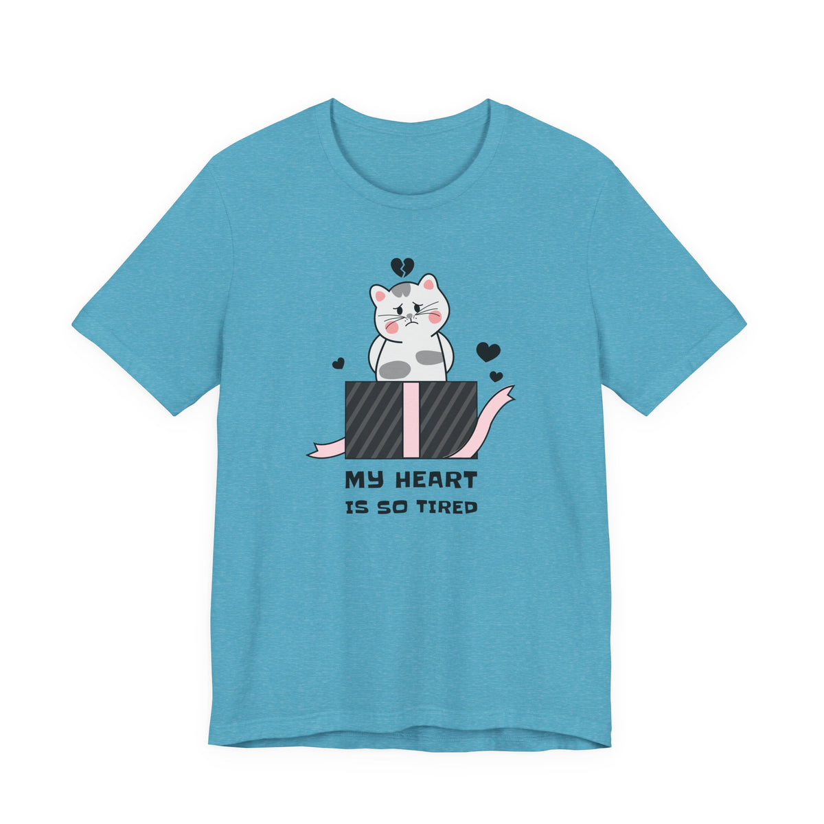 Cat Heart  Love Graphic Tee Shirt - Bella+Canvas Unisex 100 Cotton