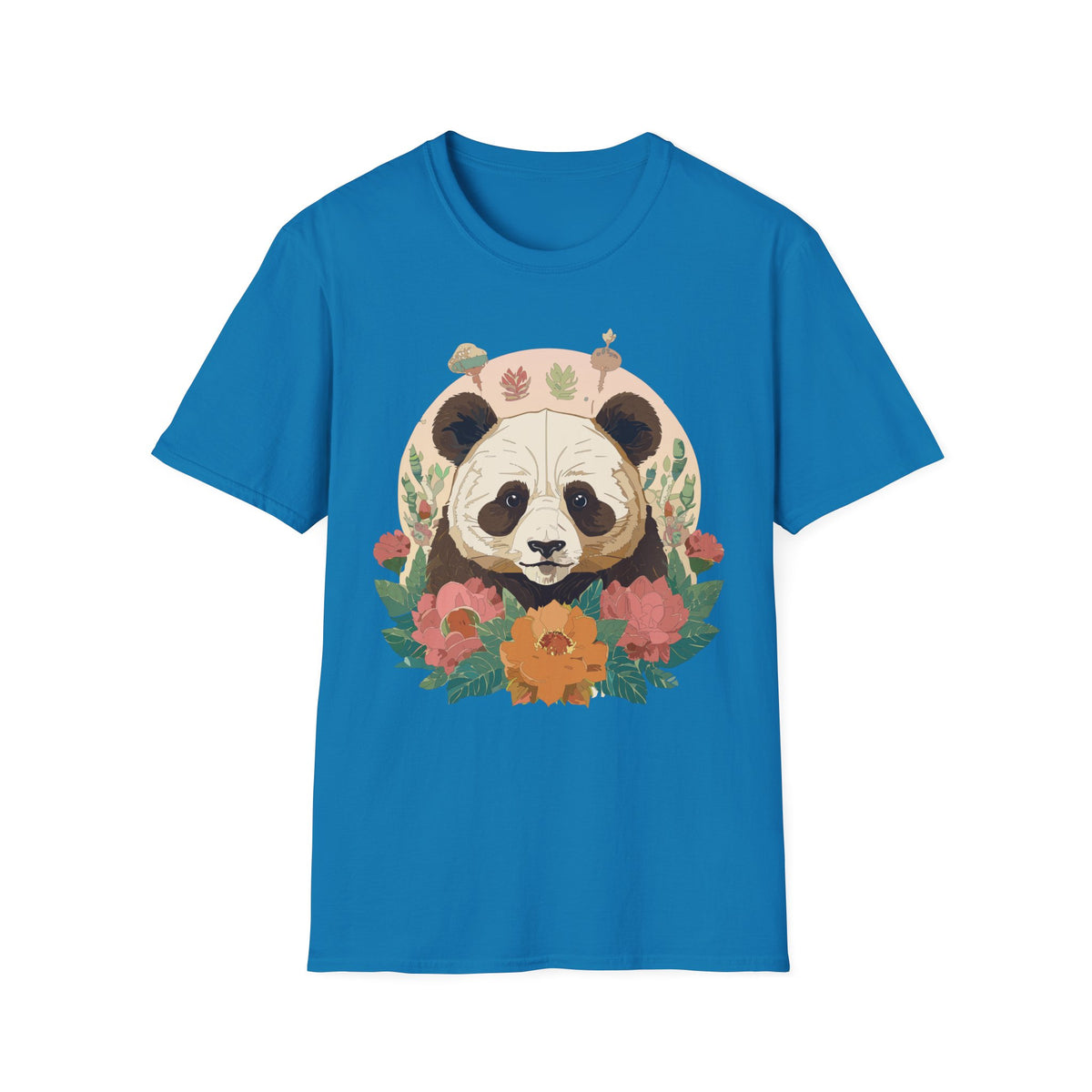 Floral Panda Illustration T-Shirt | Cute Botanical Bear Tee