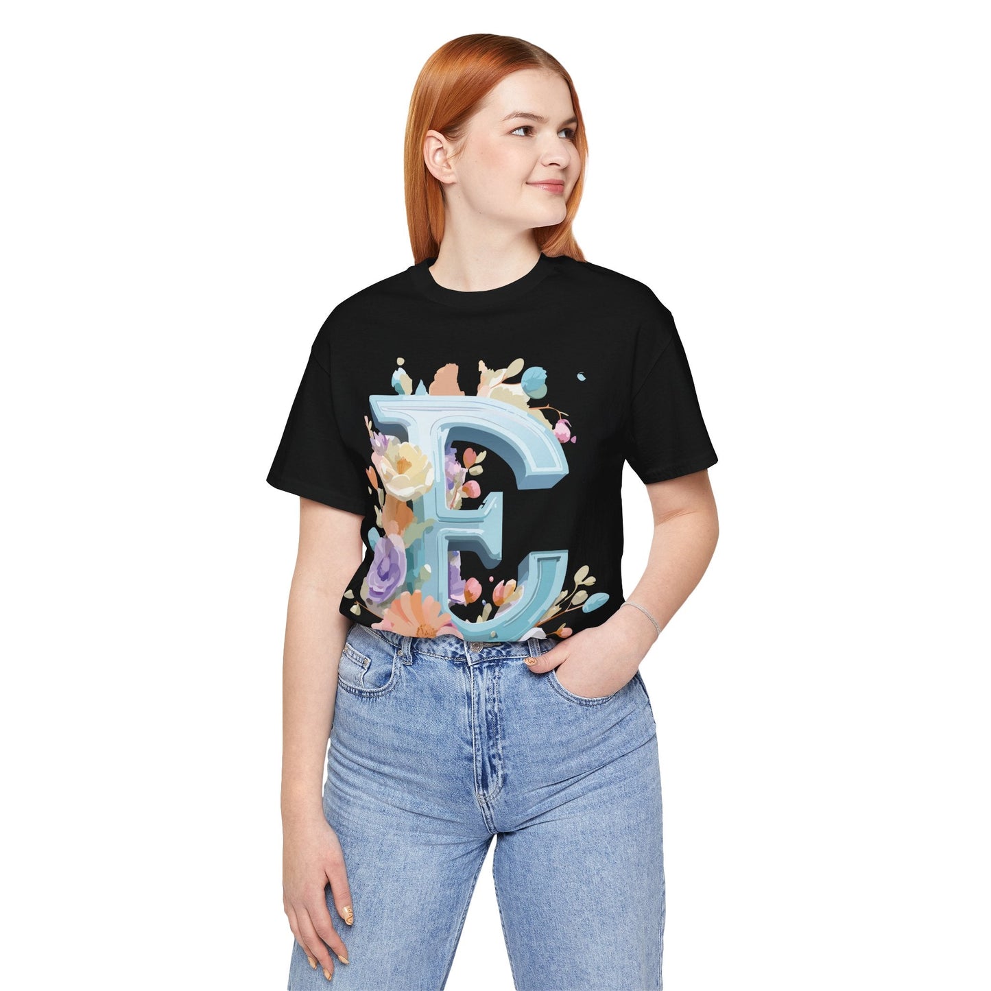 Letter E Graphic Tee Unisex Vintage Inspired Art Design Adelpha Short Sleeve Shirt