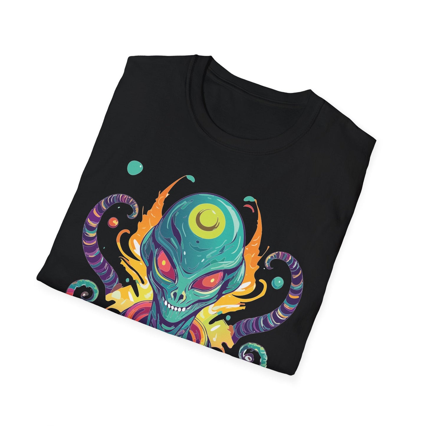 Alien Graphic Unisex Cotton Softstyle UFO Artwork Tee 7