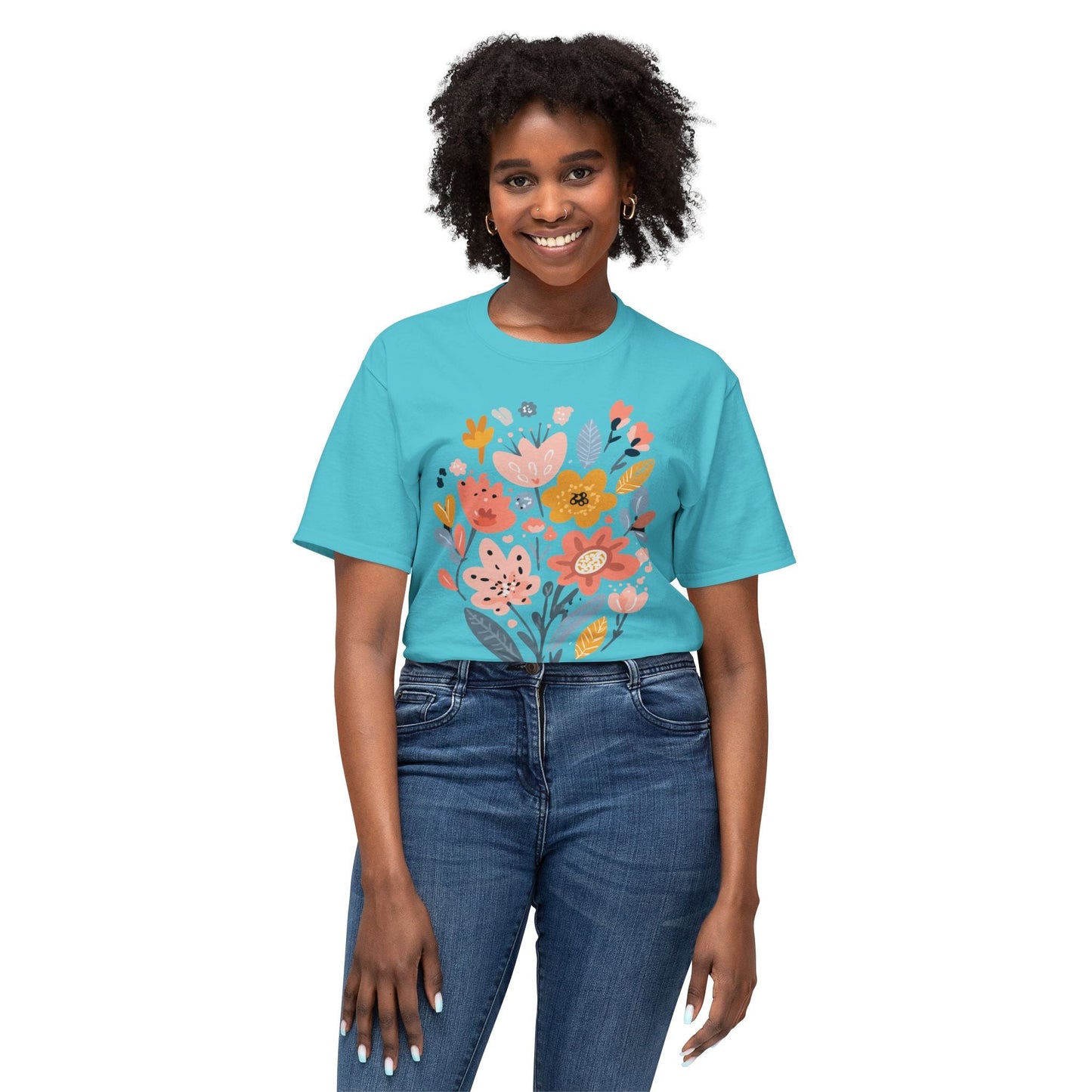 Unisex HD Cotton Floral Art Print T Shirt With Vintage Flowers Design Tee Premium Quality
