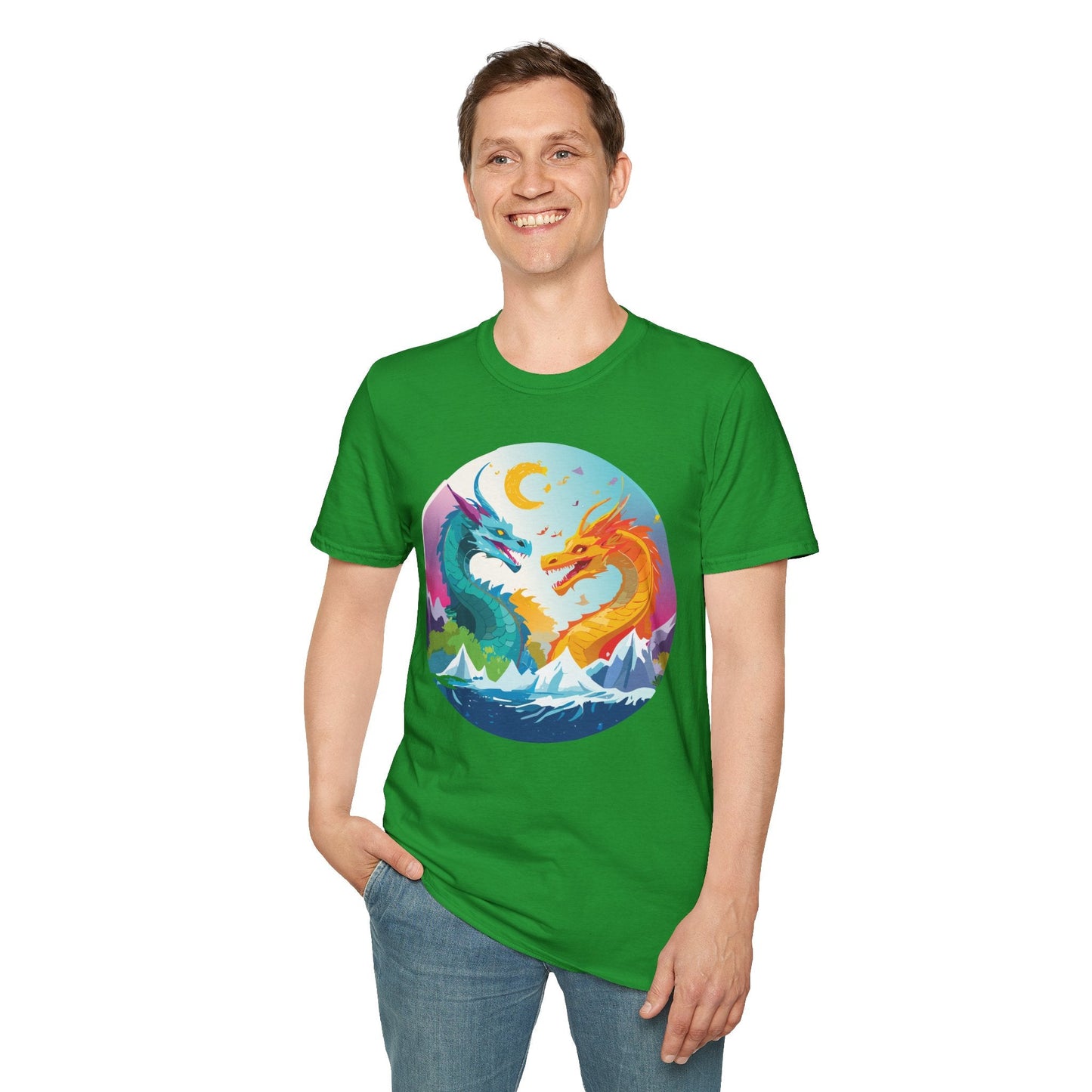 Dragon Graphic Unisex Cotton Softstyle Art Design Tee With Animals 29