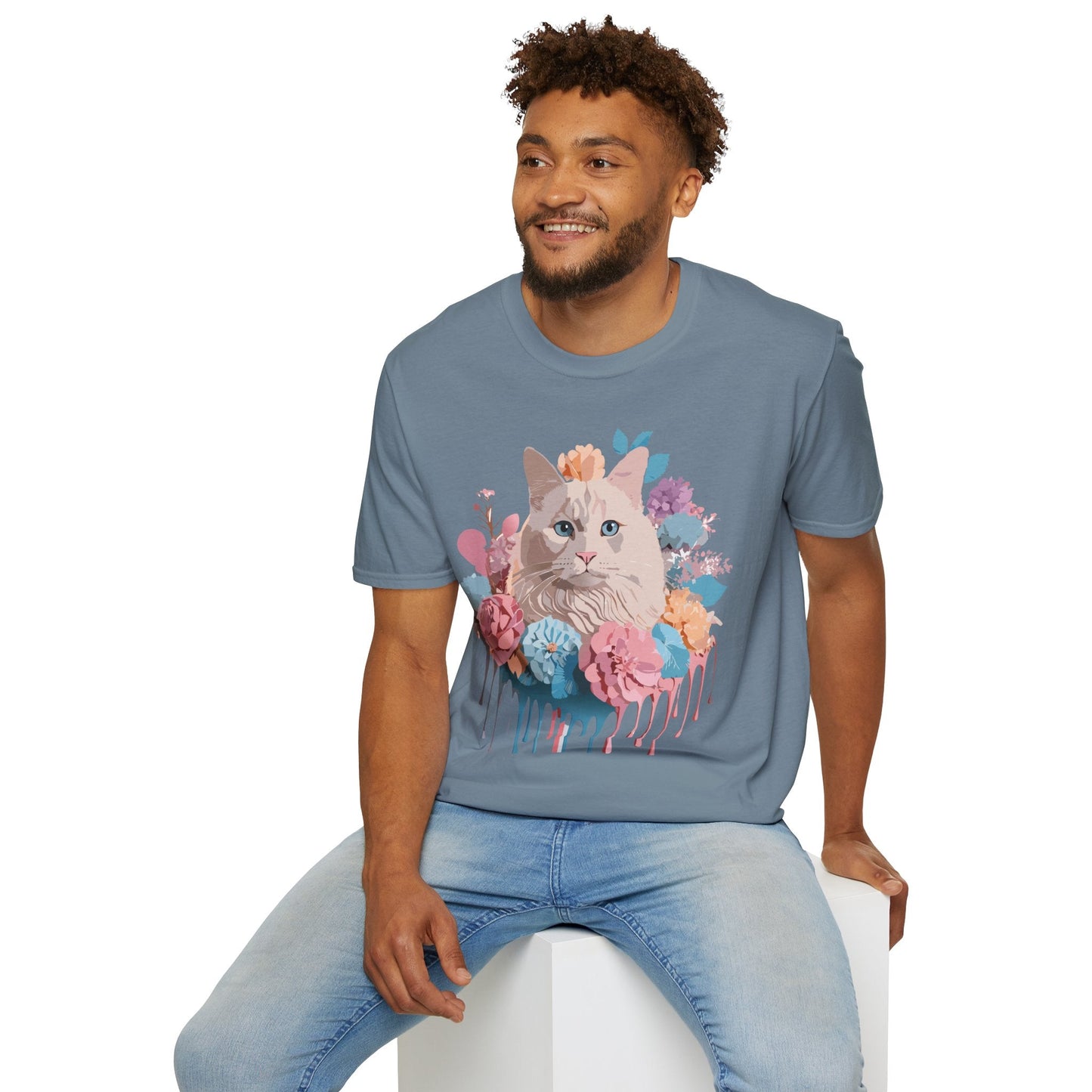 Cat Shirt Unisex Short Sleeve Cat Tee Kitten Design Gildan Softstyle 64000 Tee