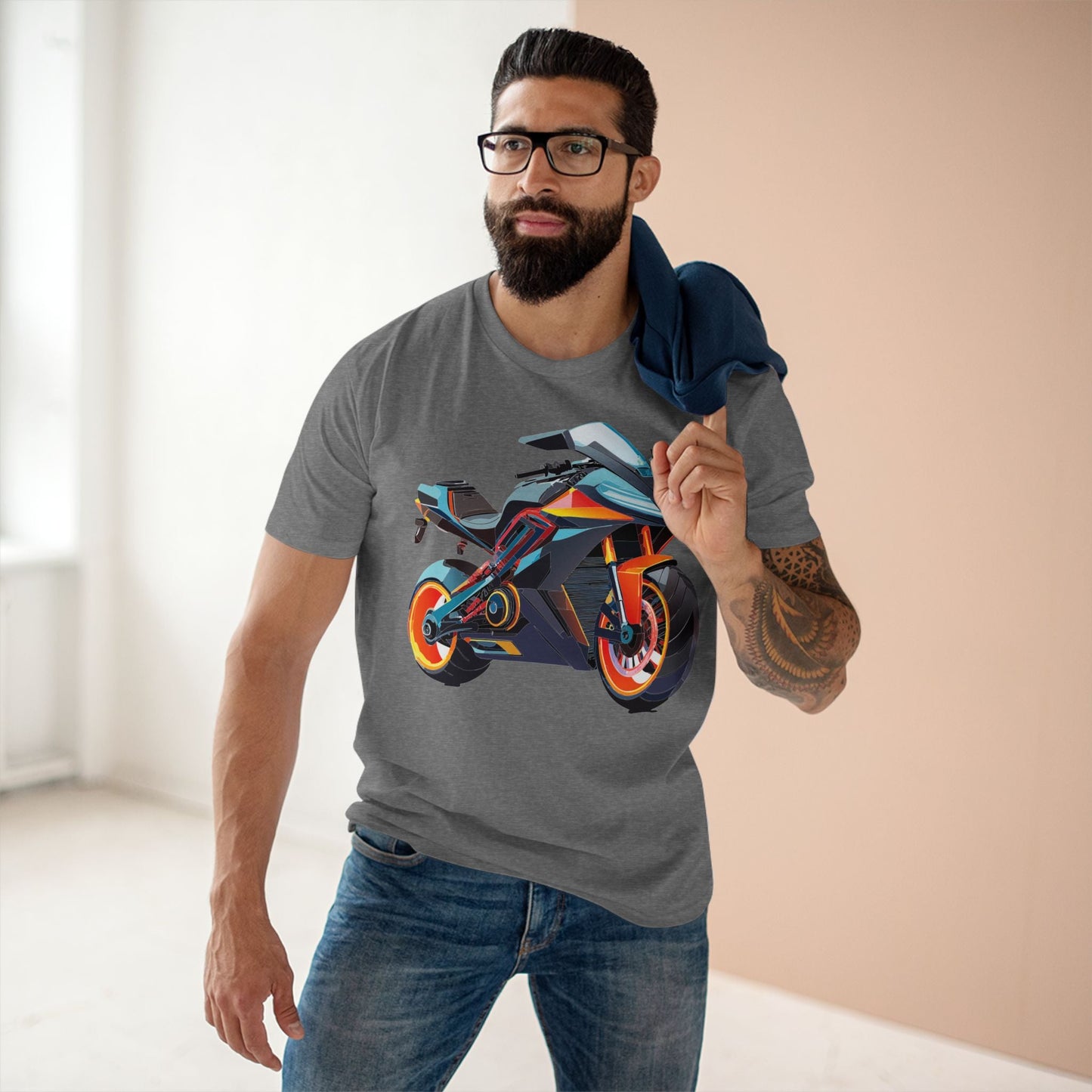 Moto Bike Graphic Unisex 100 Cotton Staple Tee 28
