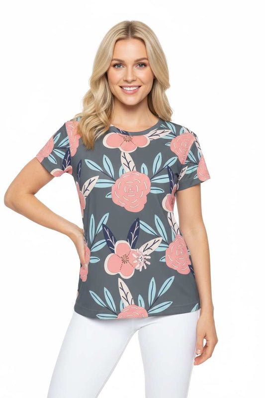 Women Poly Shirt with Floral Print F212