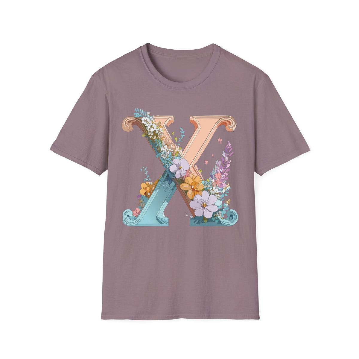 Floral Letter X T-Shirt | Monogram Initial Tee, Botanical Alphabet Shirt