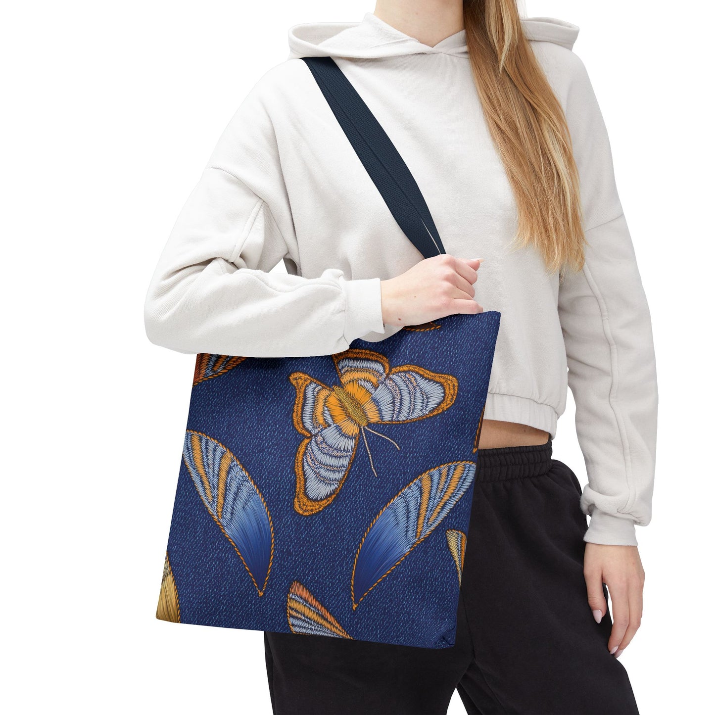Denim Fabric Imitation Print Unisex Canvas Bag Poly Spun 3 Sizes Tote Bag 173