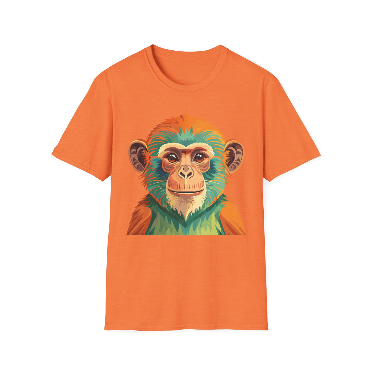 Colorful Monkey Face T-Shirt | Vibrant Primate Illustration Tee