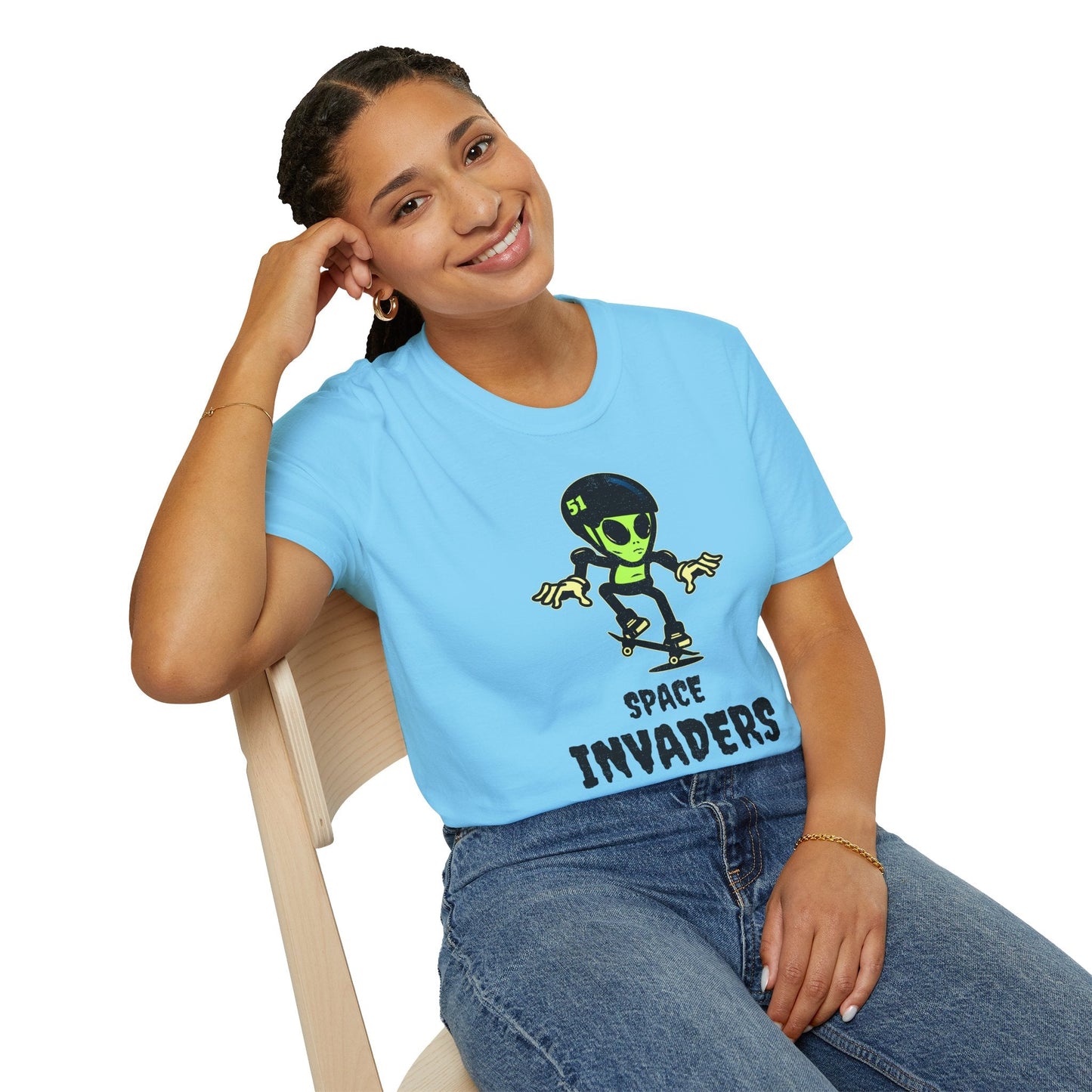 Alien Skateboard Space Invaders Shirt