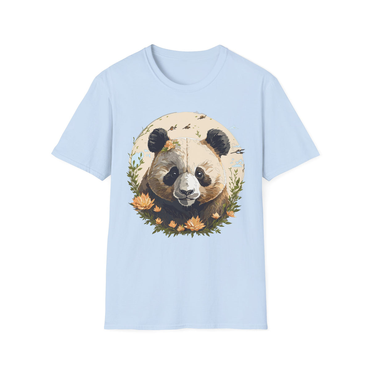Floral Panda Illustration T-Shirt | Cute Bamboo Bear Graphic Tee