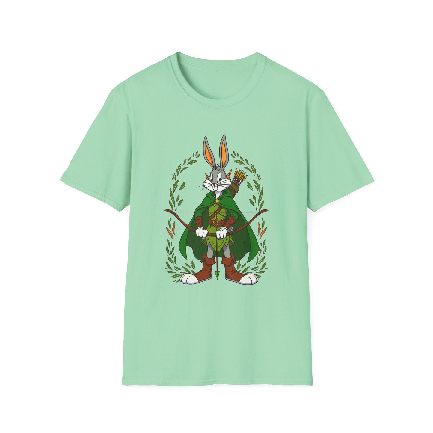 Bugs Bunny T Shirt Cartoon Art Tee Unisex Gildan Softstyle 64000 100 Percent Ring Spun Cotton