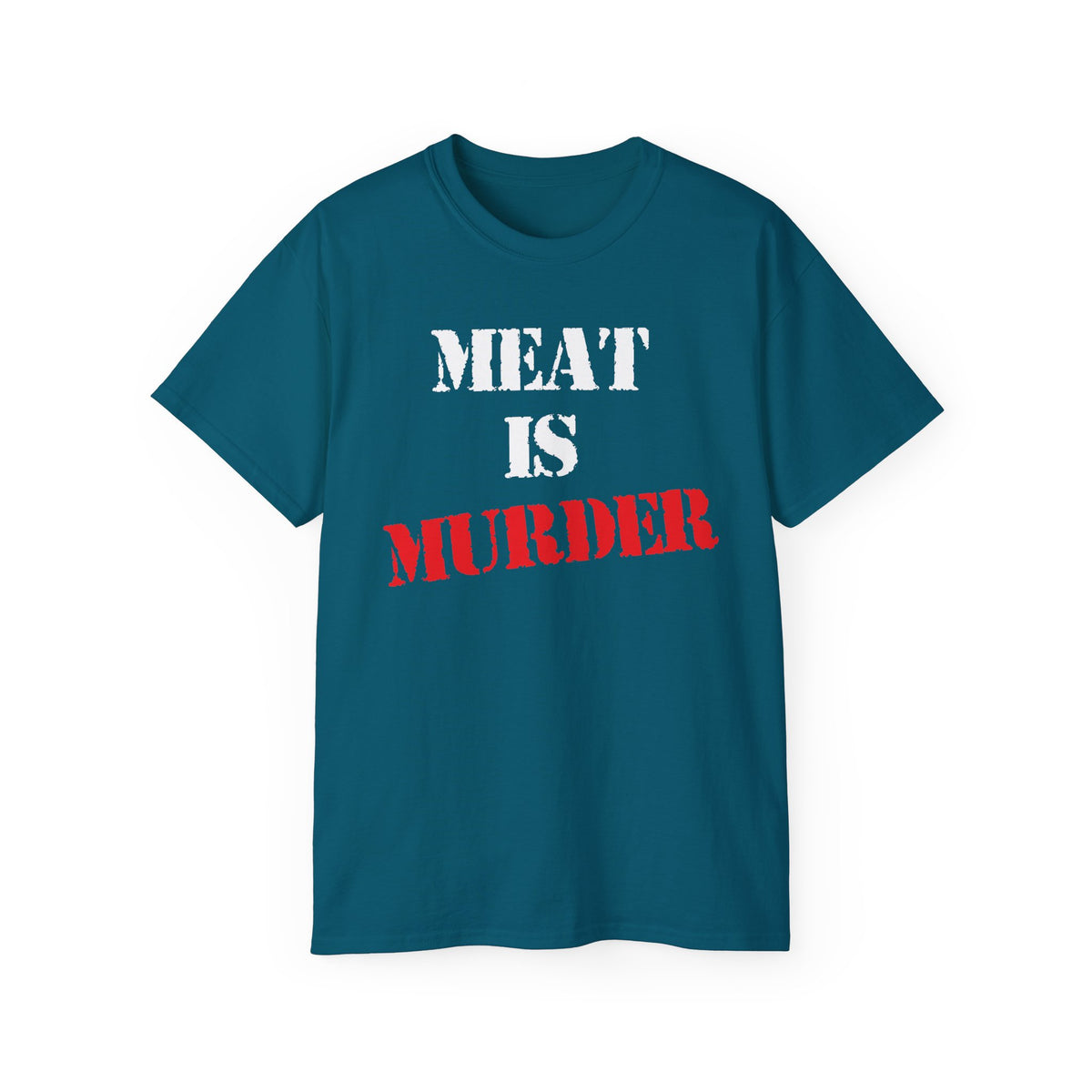 Meat Is Murder Tee | Bold Stencil Text Statement T-Shirt