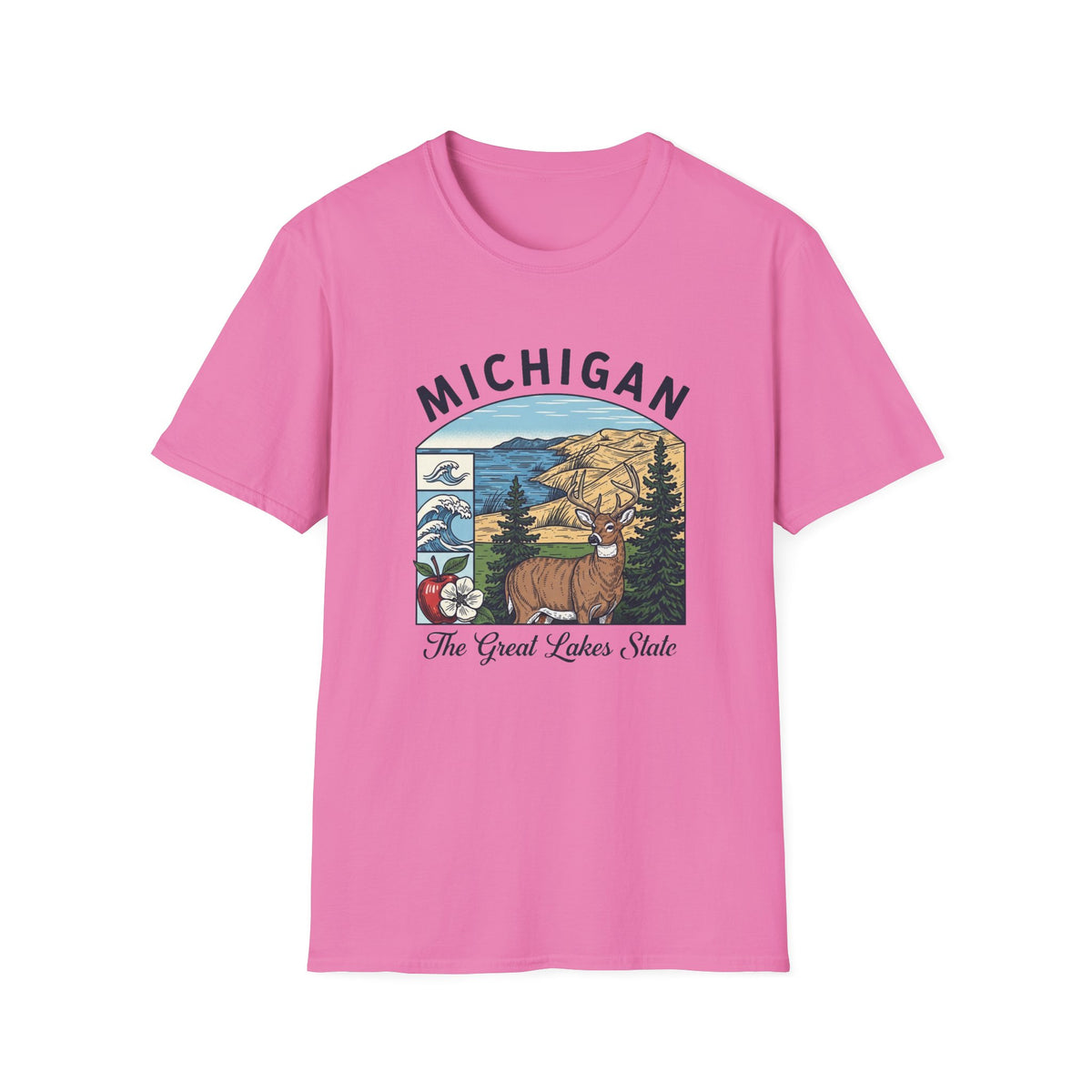 Michigan Scenic T-Shirt — Great Lakes State Vintage Travel Tourist Graphic Design Unisex 100 Cotton Gildan T-Shirt