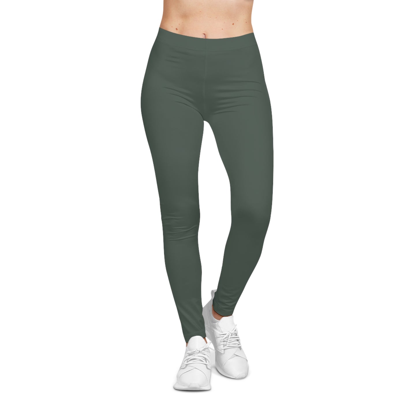 Dark Grey Olive Color Women's Poly-Span Casual Leggings XS-2XL