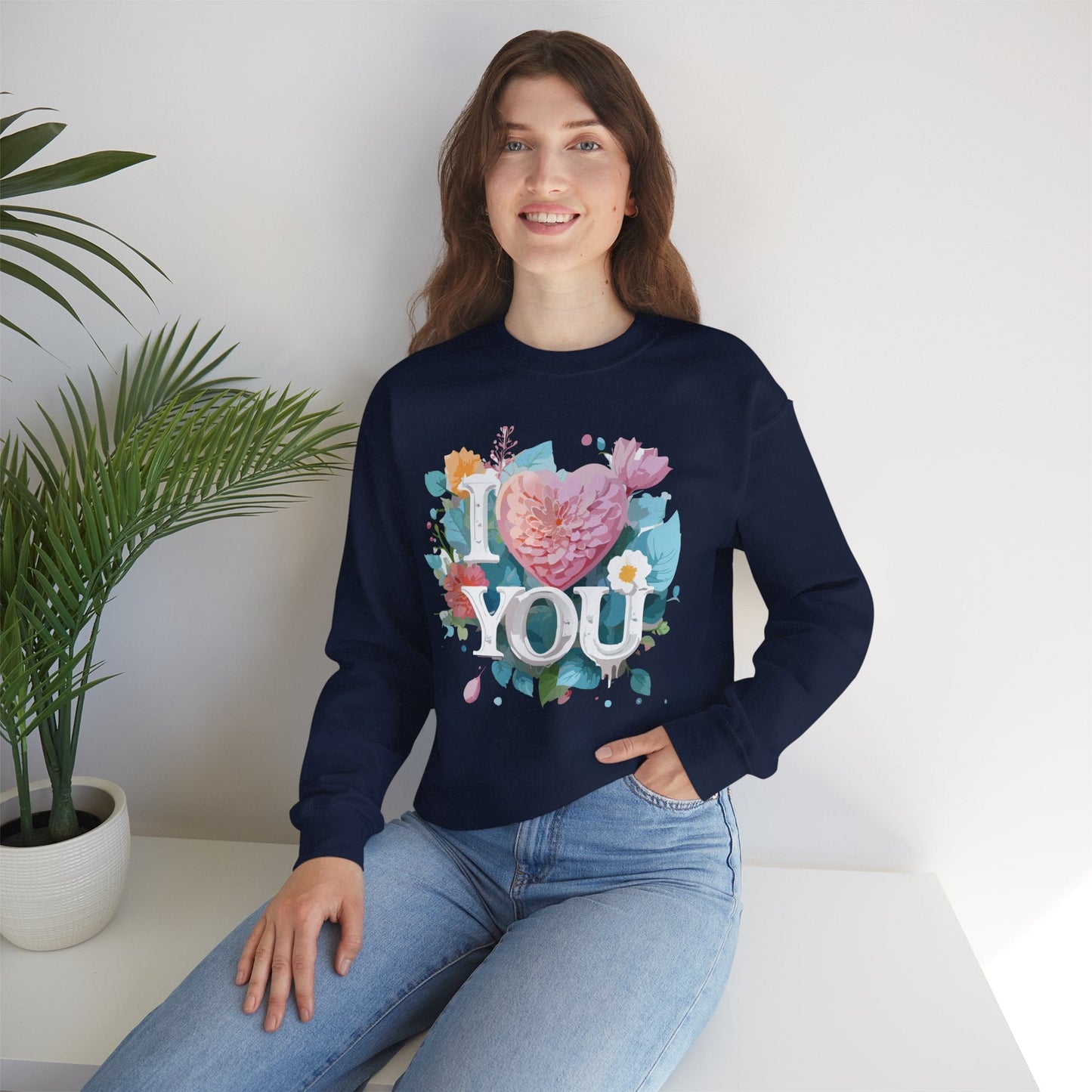 Floral Love Sweatshirt Unisex Valentines Day Gift 50 50 Cotton Polyester Crewneck