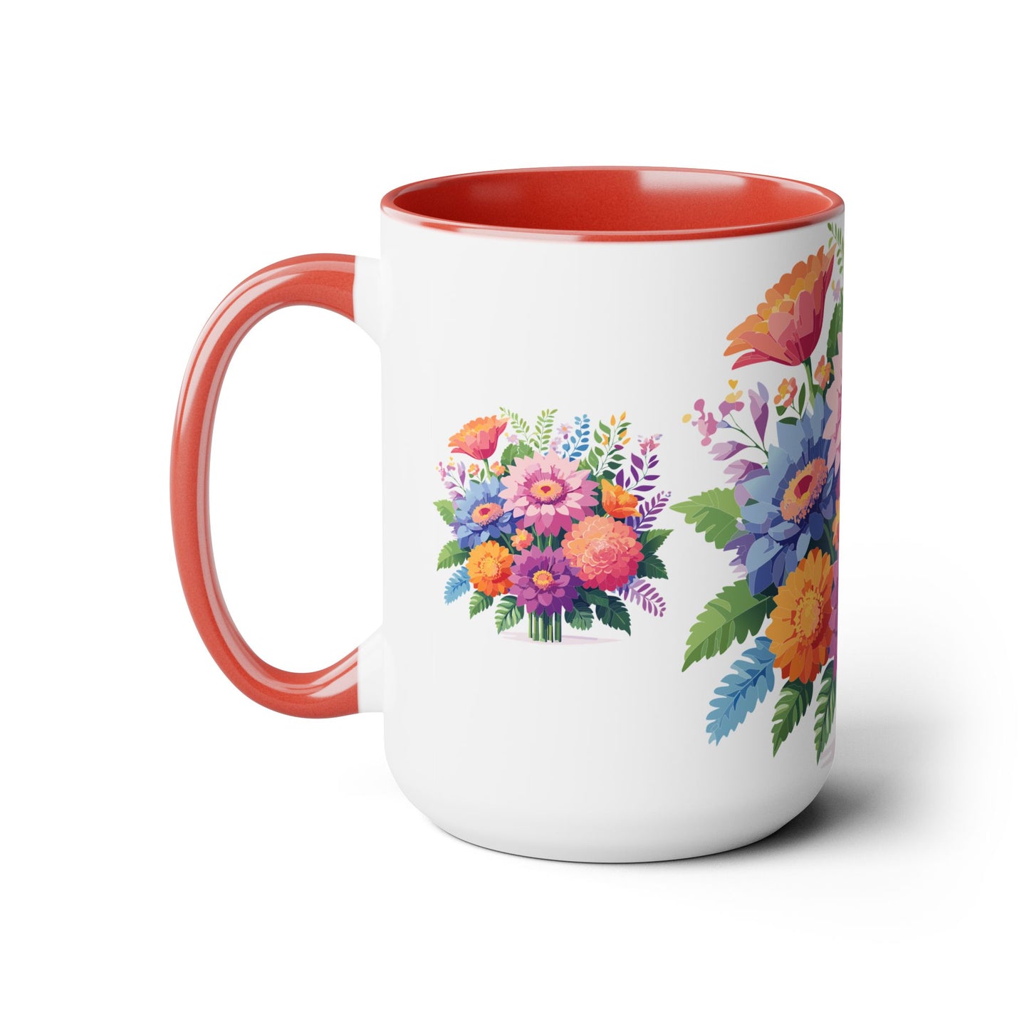 Two-Tone Coffee Mug with flowers