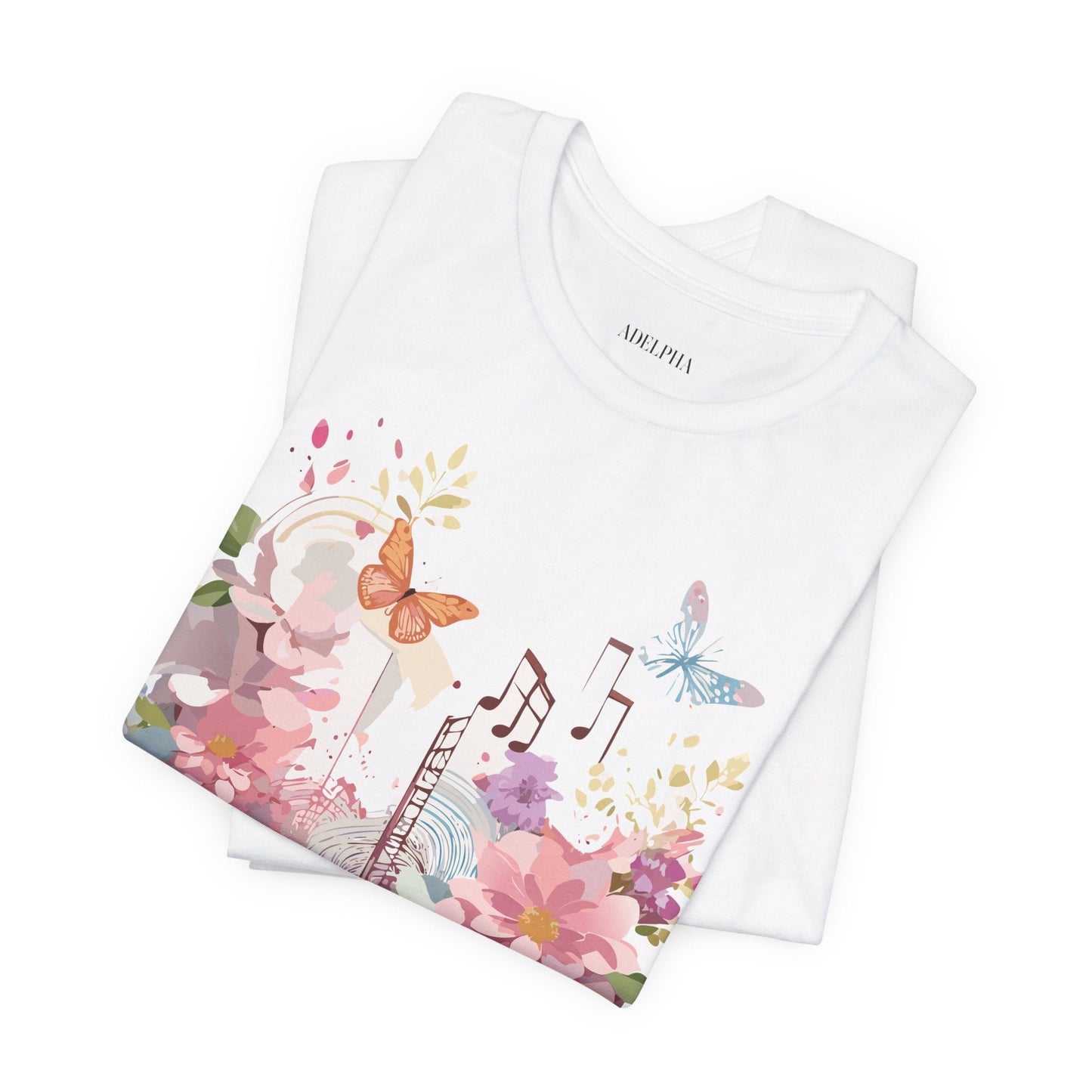 Music Graphic Unisex 100 Cotton Vintage Art with Musical Elements Tee 122